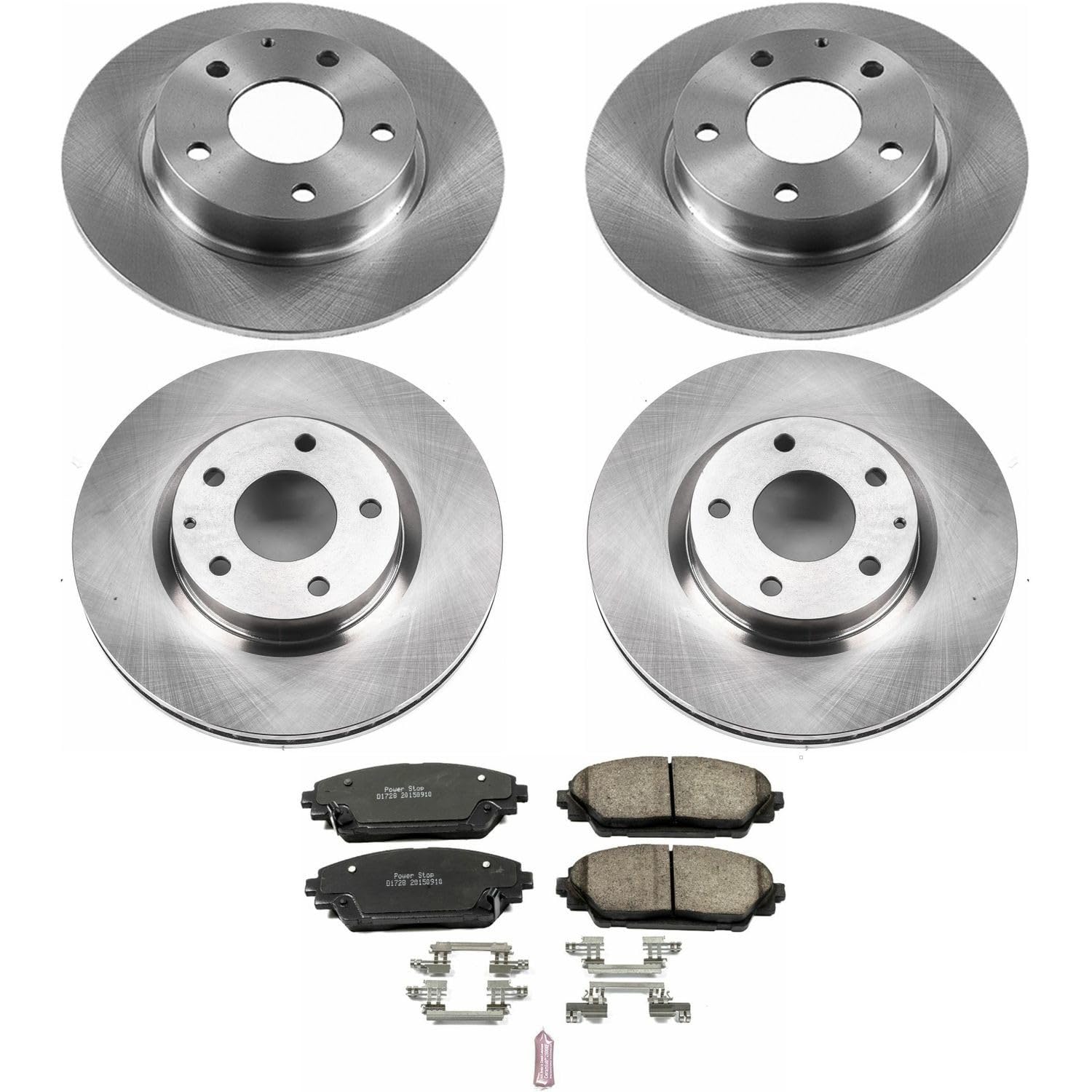 Power Stop KOE6970 Front and Rear Replacement Brake Kit-OE Brake Rotors & Ceramic Brake Pads For Mazda 3 2014-2016 [Model Specific]