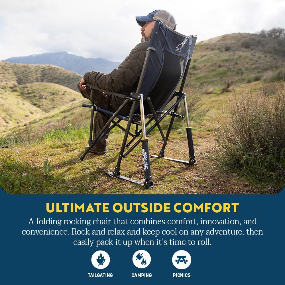 GCI Outdoor Collapsible Rocking Chair & Roadtrip Rocker - Indigo