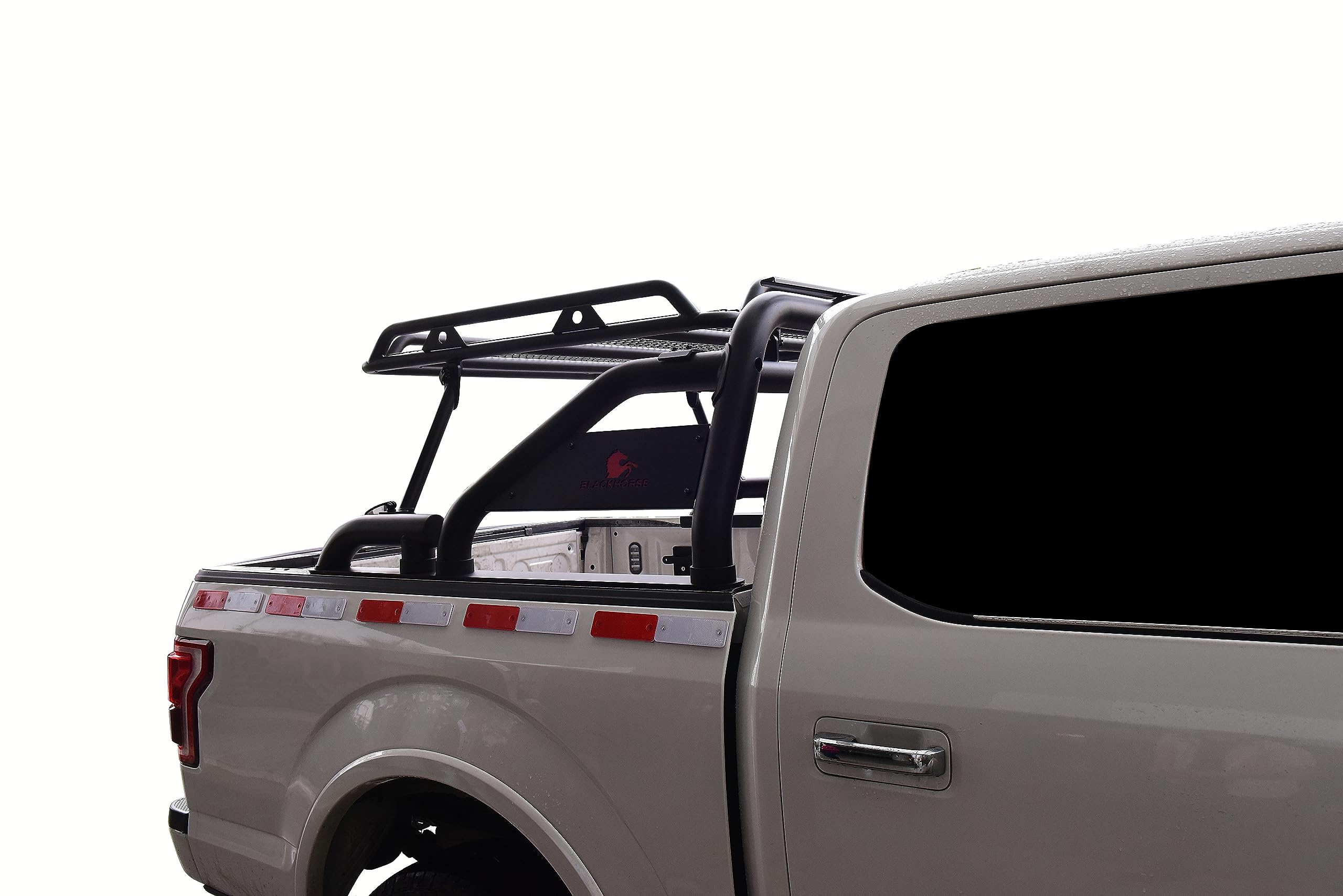 Modular Black Universal Warrior ROLL BAR for 1/2 TON Trucks (GM Silverado 14+/Ford F150 15+/Dodge RAM 15+) with Full Size Cargo Basket(with RED Brake Light)