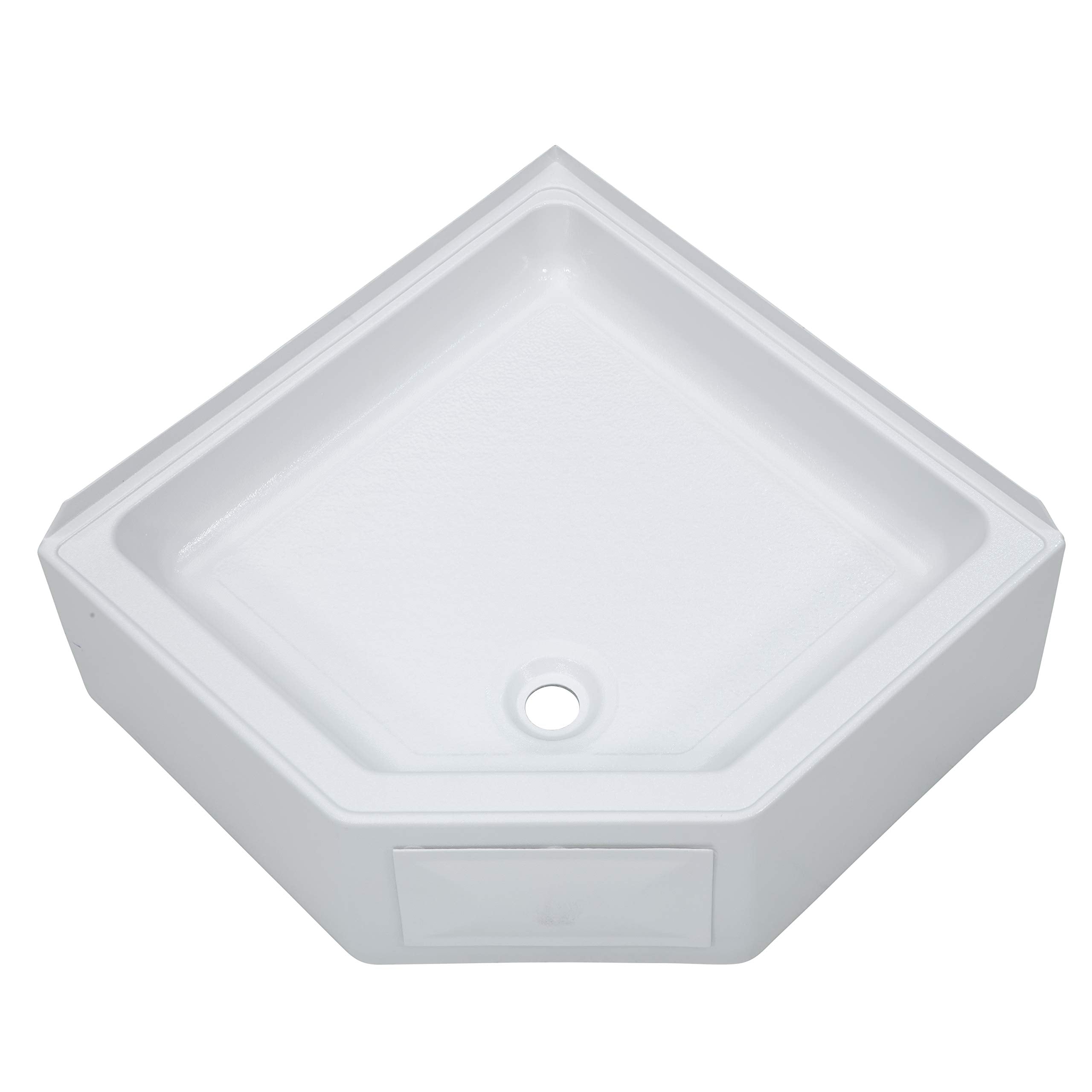 27" x 27" Lippert Replacement White Corner Shower Pan with Center Drain for RVs, Travel Trailers, 5th Wheels, and Motorhomes - 325246