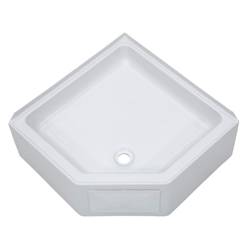 27" x 27" Lippert Replacement White Corner Shower Pan with Center Drain for RVs, Travel Trailers, 5th Wheels, and Motorhomes - 325246