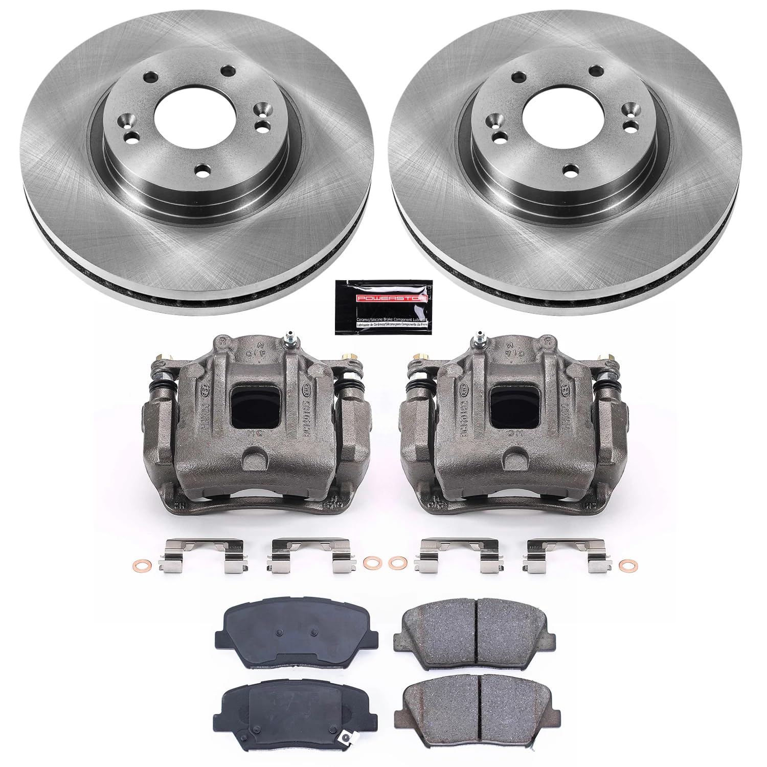 Power Stop KCOE5926 Replacement Front Stock Brake Kit with OE Calipers For Hyundai Santa Fe 2010-2012, Kia Sorento 2011-2013 [Model Specific]