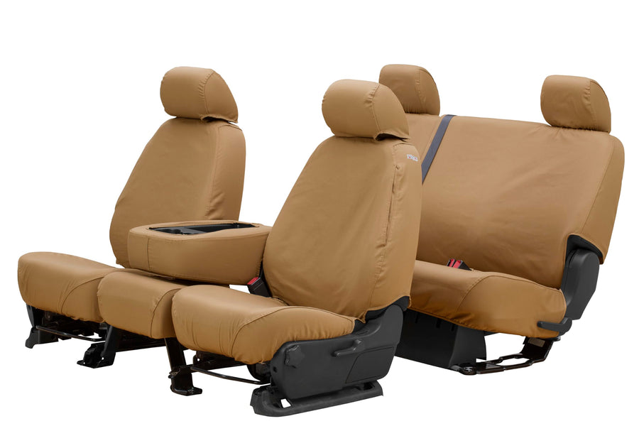 Covercraft SeatSaver Custom Fit Front Row Seat Cover for Select Ford F-250 Super Duty/Ford F-350 Super Duty Models - Polycotton (Tan)