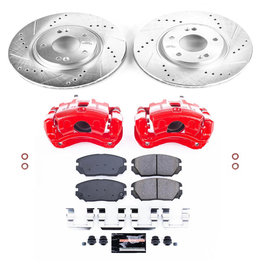 Power Stop Z23 KC4647A Evolution Sport Brake Upgrade Kit with Powder Coated Calipers- Front For Hyundai Sonata 2006-2010 [Model Specific]
