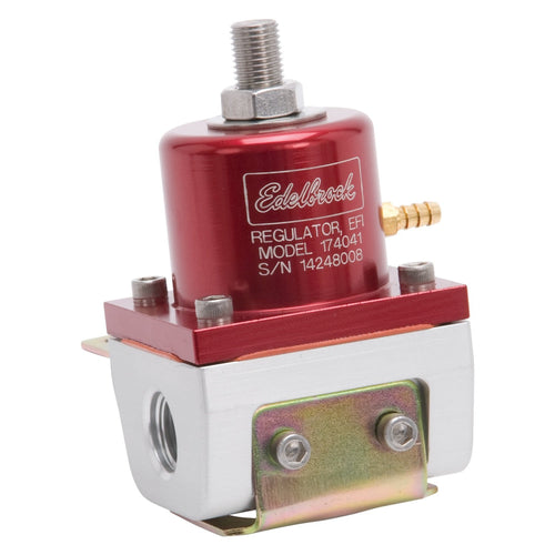 Edelbrock EFI Fuel Pressure Regulator 174041 180 GPH 35-90 PSI. 6AN Inlet/Outlet 6AN Return Line Red/Clear