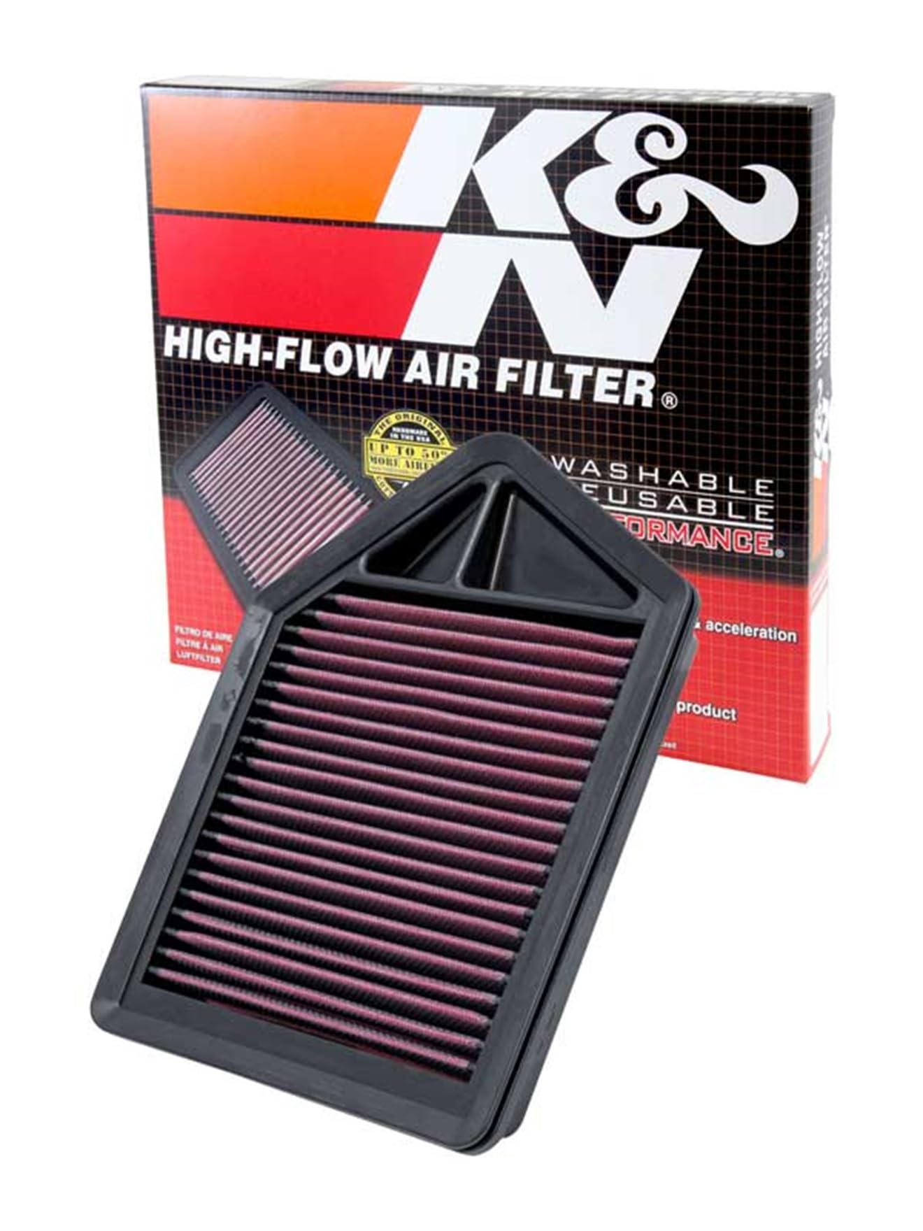 High-Flow K&N Original Lifetime Engine Air Filter: Increase Power: Premium, Washable: Compatible with 2010-2012 Honda: CR-V, 33-2437