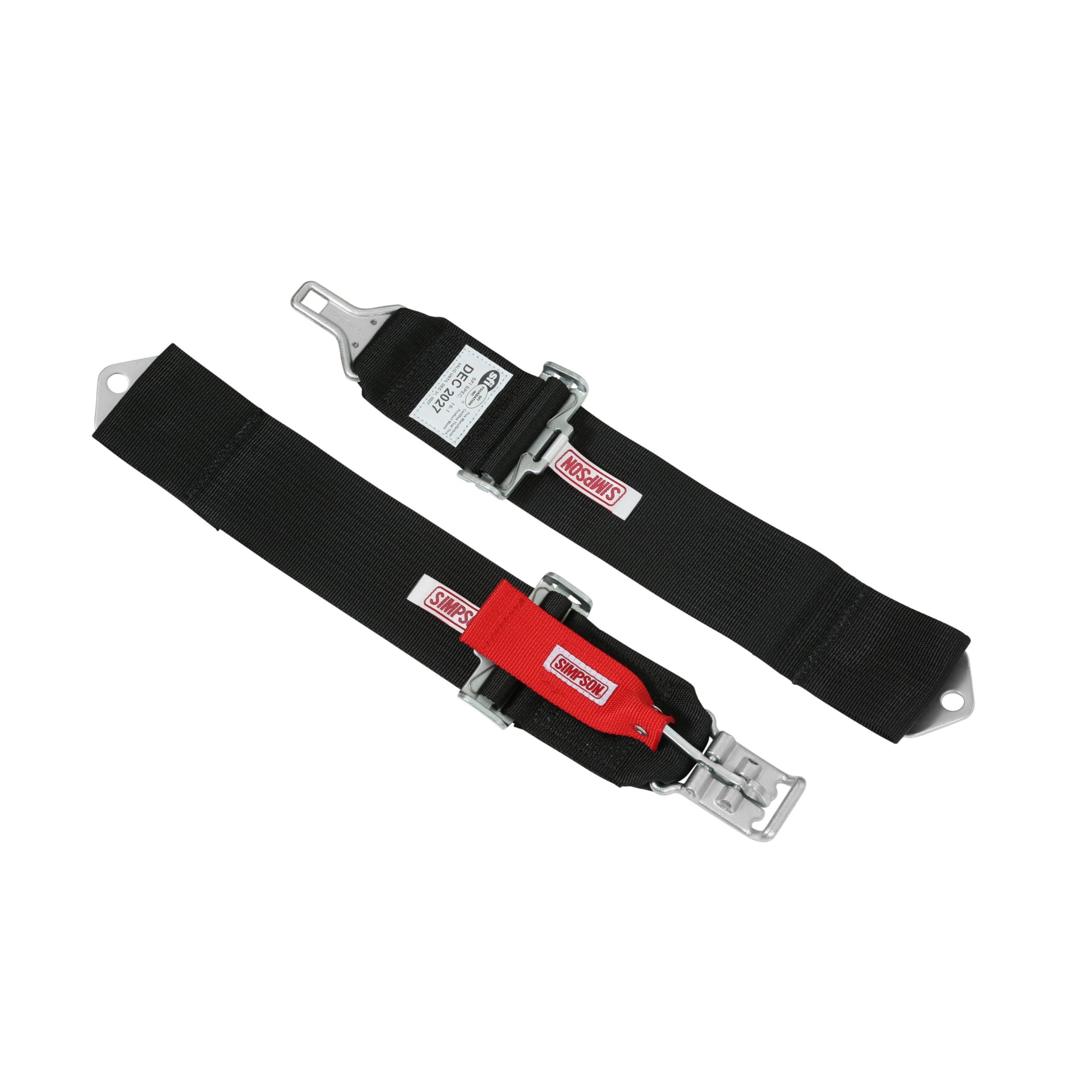 Lap Belt Simpson Racing 29024BK - SFI 16.1 - Latch & Link - 55 inch - Pull Down - Bolt-In - Black