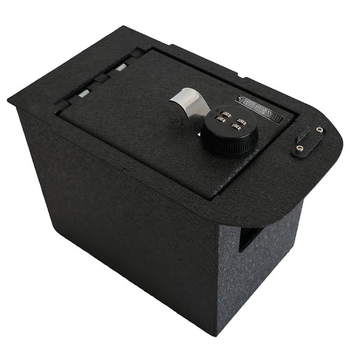 Center Console Safe Black Horse Security Lock Box, Black Gun Box Organizer,with 4 Digit Combination Resettable Lock Compatible with 2023-2024 Chevrolet Silverado 1500/2500/3500-LBGM22