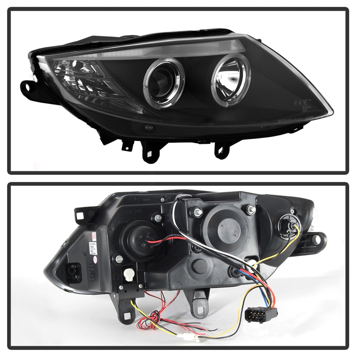 BMW Z4 03-08 Spyder 5029072 Projector Headlights - Halogen Model Only (Not Compatible With Xenon/HID Model) - LED Halo - Black - High H1 (Included) - Low H7 (Not Included)