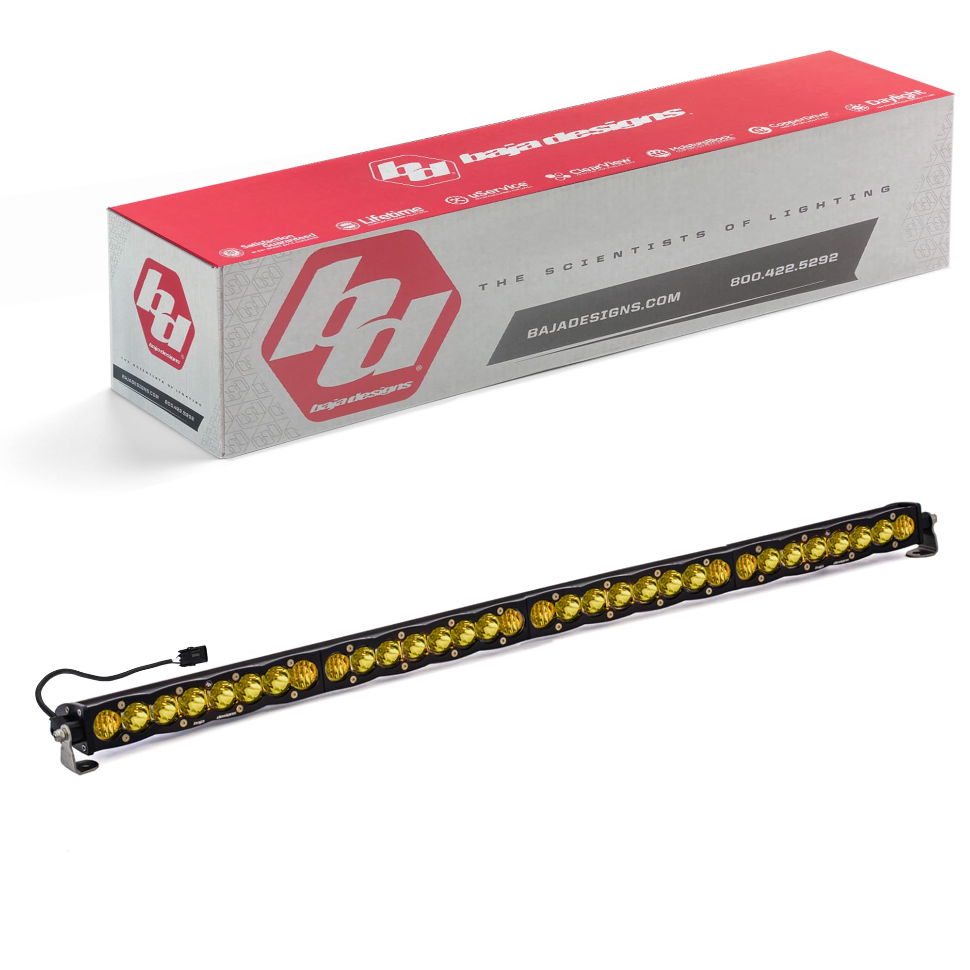Baja Designs 40" S8 LED Light Bar - Slim Off-Road LED Light Bar for Trucks, Wranglers, 4x4, UTV, ATV - Amber Backlight (Driving/Combo; Baja Amber Lens)