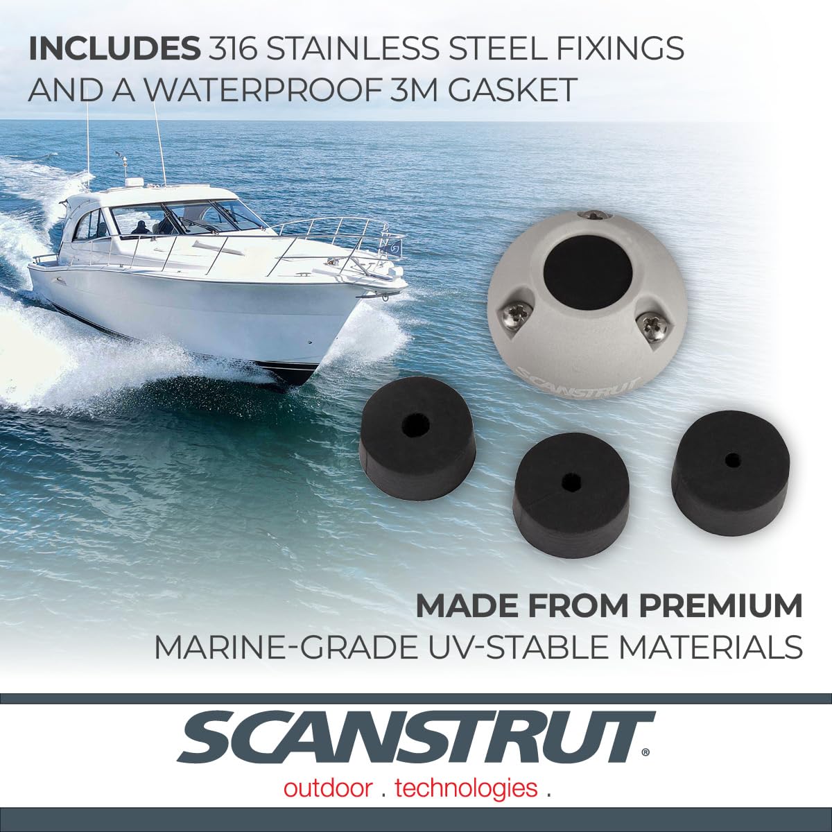 Scanstrut Small Vertical DS21B-P Cable Seal for Connectors Up to 0.83" and Cables 0.35"-0.55" - Gray Plastic