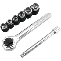 Socket Set Performance Tool 1409 with Holder - Includes 6 SAE Sizes and Ratchet with Extension - Convenient Plastic Organizer