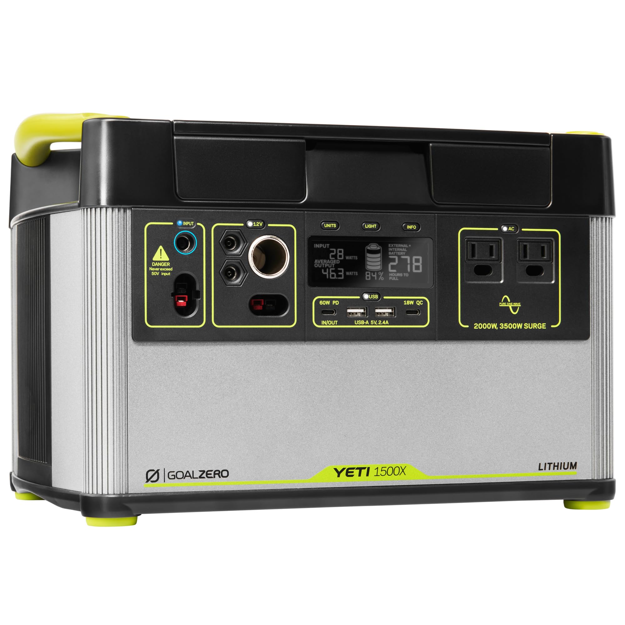 Goal Zero Yeti 1500X Portable Power Station - w/ 1,516 Watt Hours Battery Capacity, USB Ports & AC Inverter - Rechargeable Solar Generator for Camping, Travel, Outdoor Events, Off-Grid & Home Use
