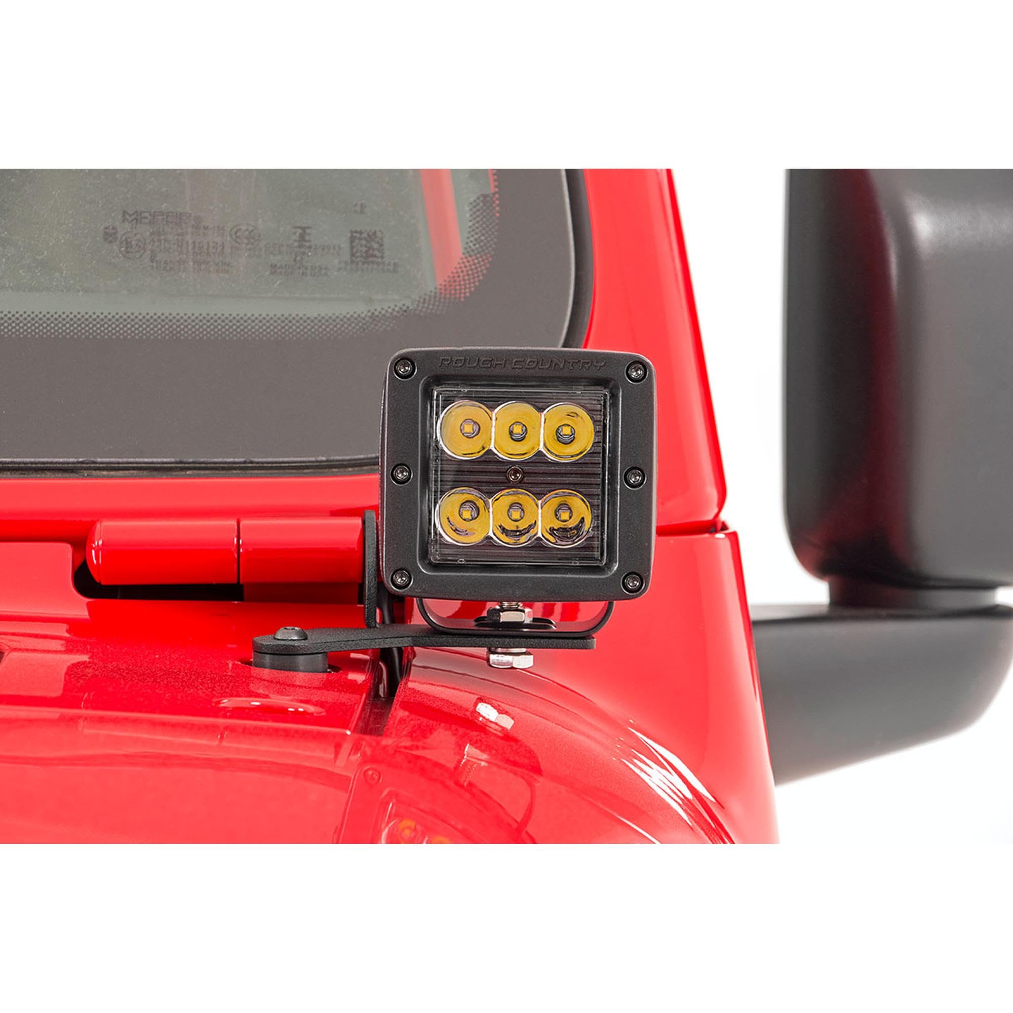 Rough Country 2" Dual LED Light Kit for Jeep Wrangler JL & Gladiator JT (2018-2025) - Lower Windshield Mount, 80W Spectrum Series, 9,600 Lumens, Wide Flood Beam