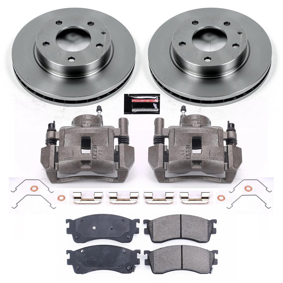 Power Stop KCOE788 Replacement Autospeciality Front Caliper Kit- OE Rotors, Ceramic Brake Pads, Calipers For Mazda Protege 2001-2003, Mazda Protege5 2002-2003 [Model Specific]