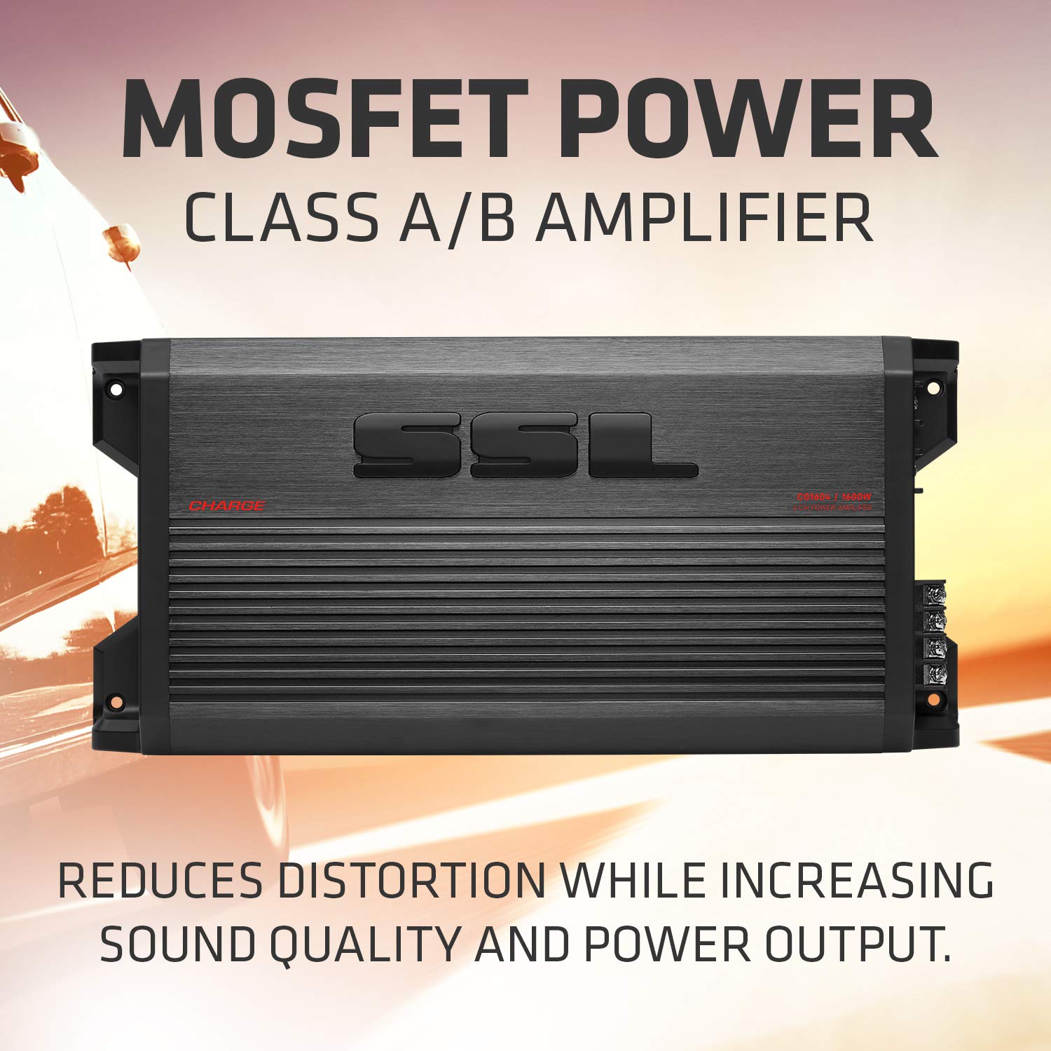 CG1604 Sound Storm Laboratories 4 Channel Car Amplifier - 1600 Watts, Full Range, Class A/B, 2/4 Ohm Stable, Mosfet Power Supply, Bridgeable