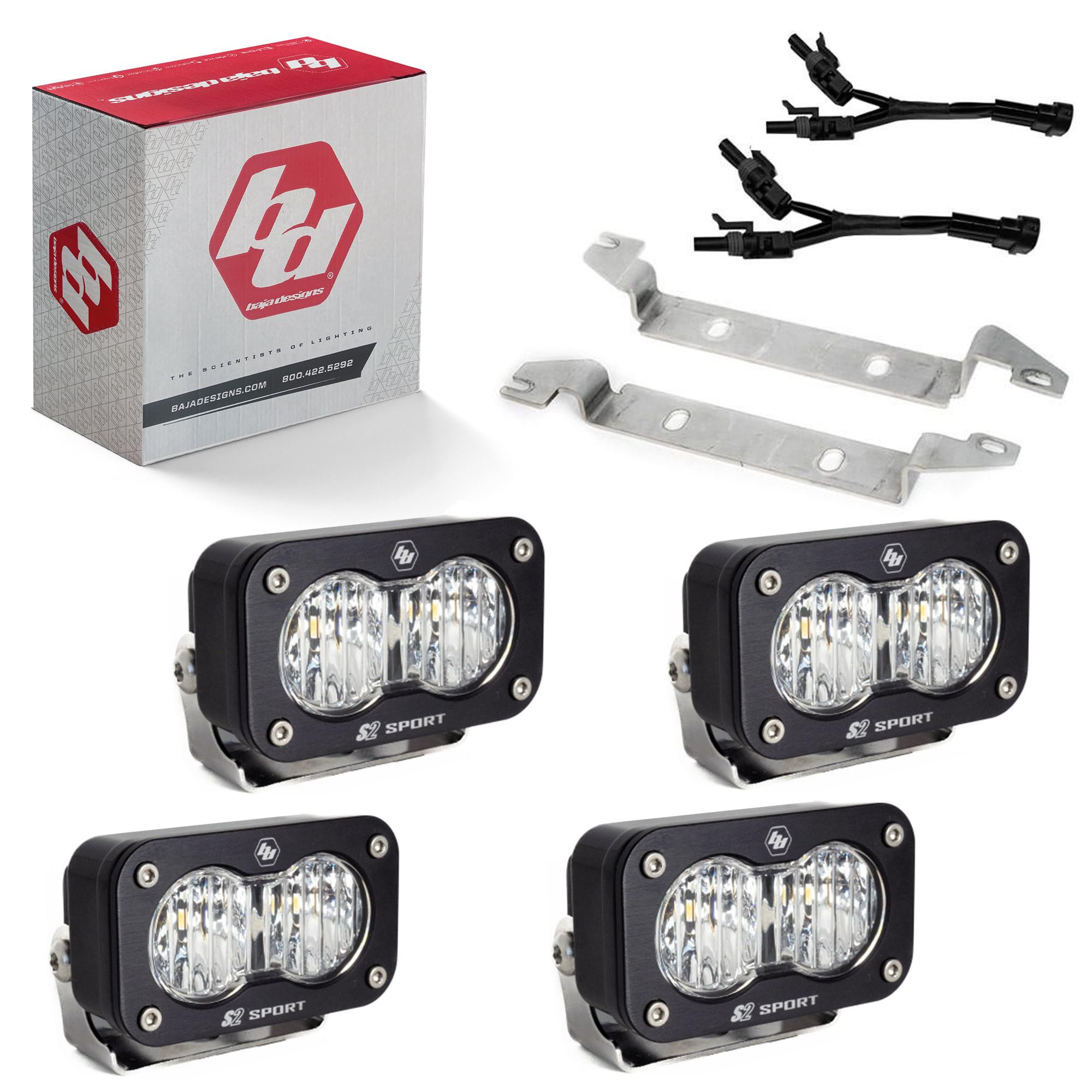 Baja Designs Dual S2 Sport LED Fog Pocket Light Kit for Toyota Tacoma 2024+ (Wide Cornering Lens, Clear)