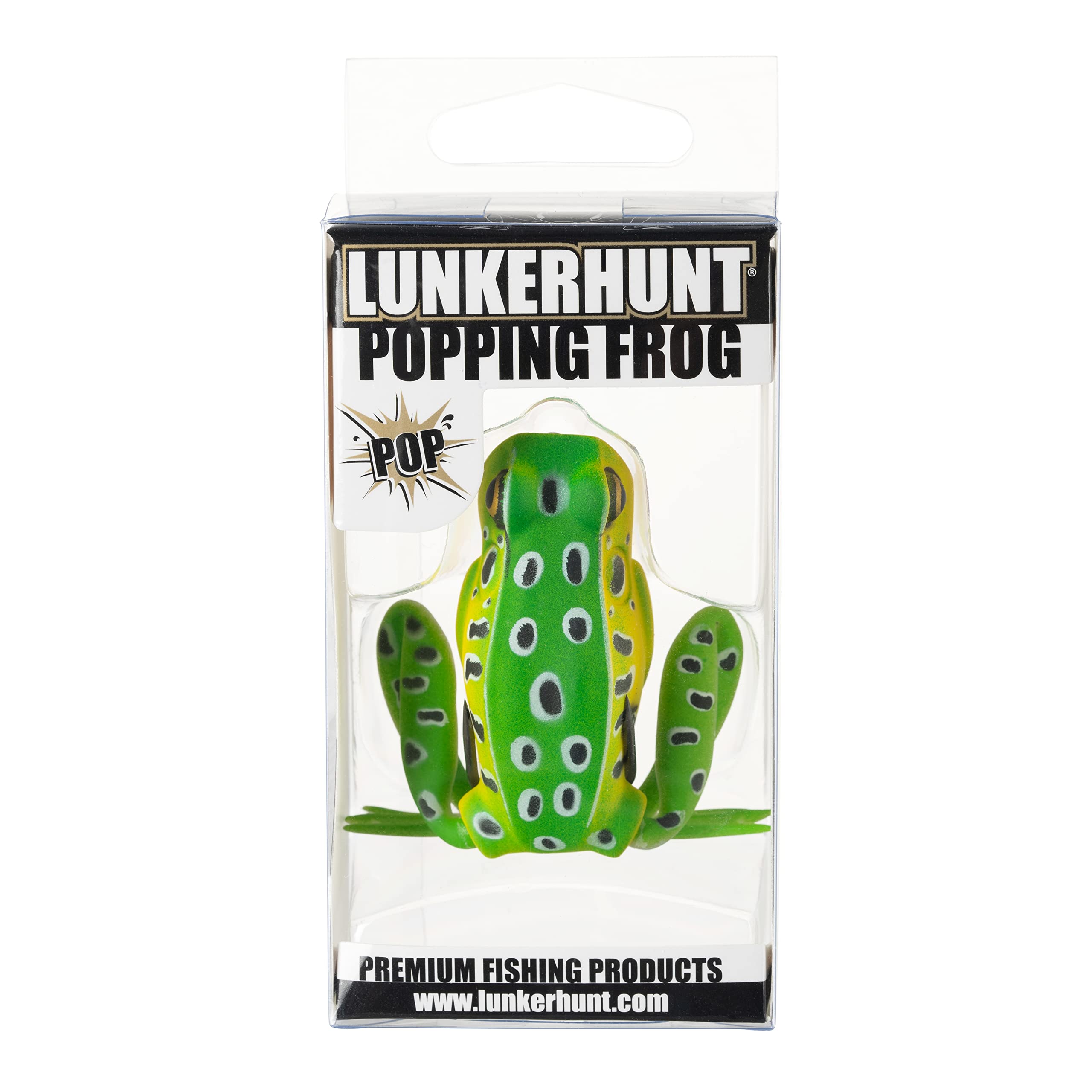 Frog Fishing Lure Lunkerhunt for Bass Fishing | Popping Frog 0.5 oz | Topwater Fishing Bait with Weedless Hooks, Hollow Body (Leopard)