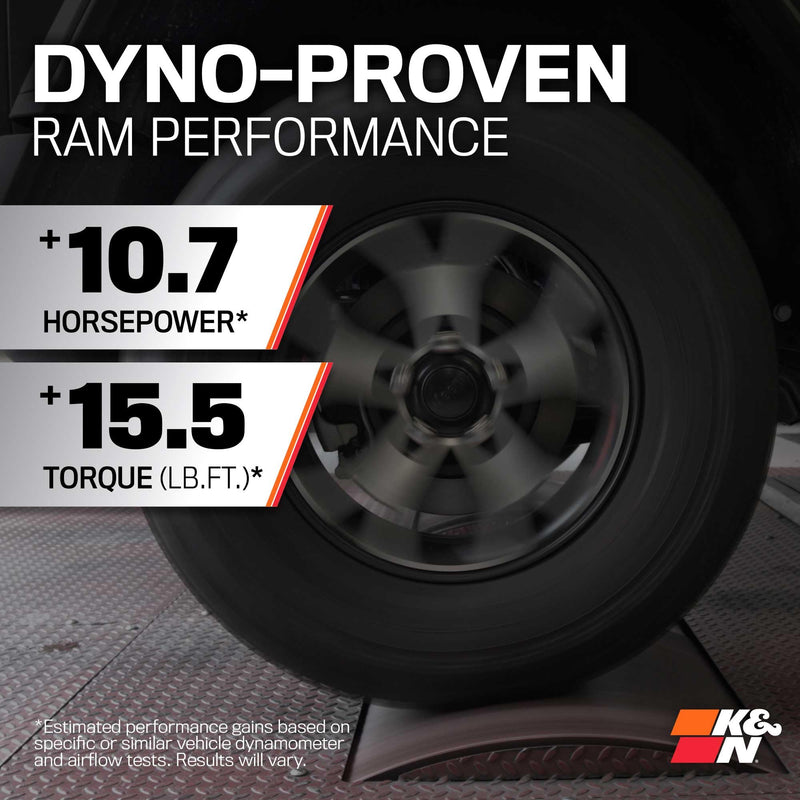 Cold Air Intake System K&N: High-Flow Air Filter, Increase Performance & Towing: Compatible with 2019-2024 RAM 1500, 63-1578