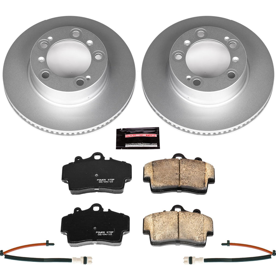 Power Stop Front Z23 Evolution Geomet Coated Brake Kit CRK850 and 2 Front Sensor Wires For Porsche Boxster 1997-2004 [Model Specific]