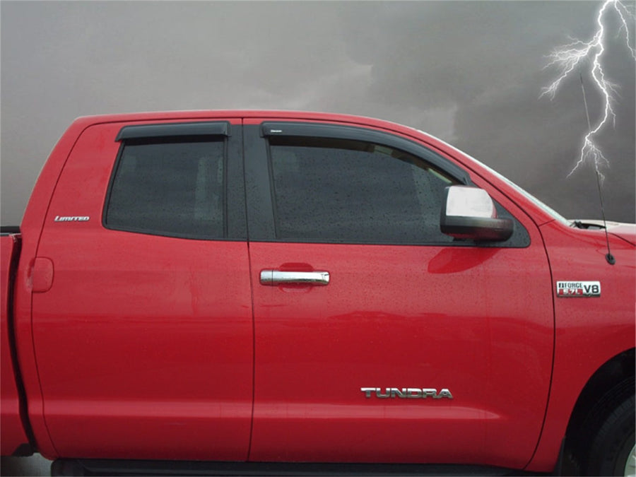 Outside Mount Ventvisors - Tape-Onz | Stampede Products | Fits 2007 - 2021 Toyota Tundra CrewMax, Smoke | 4 pcs., 6349-2