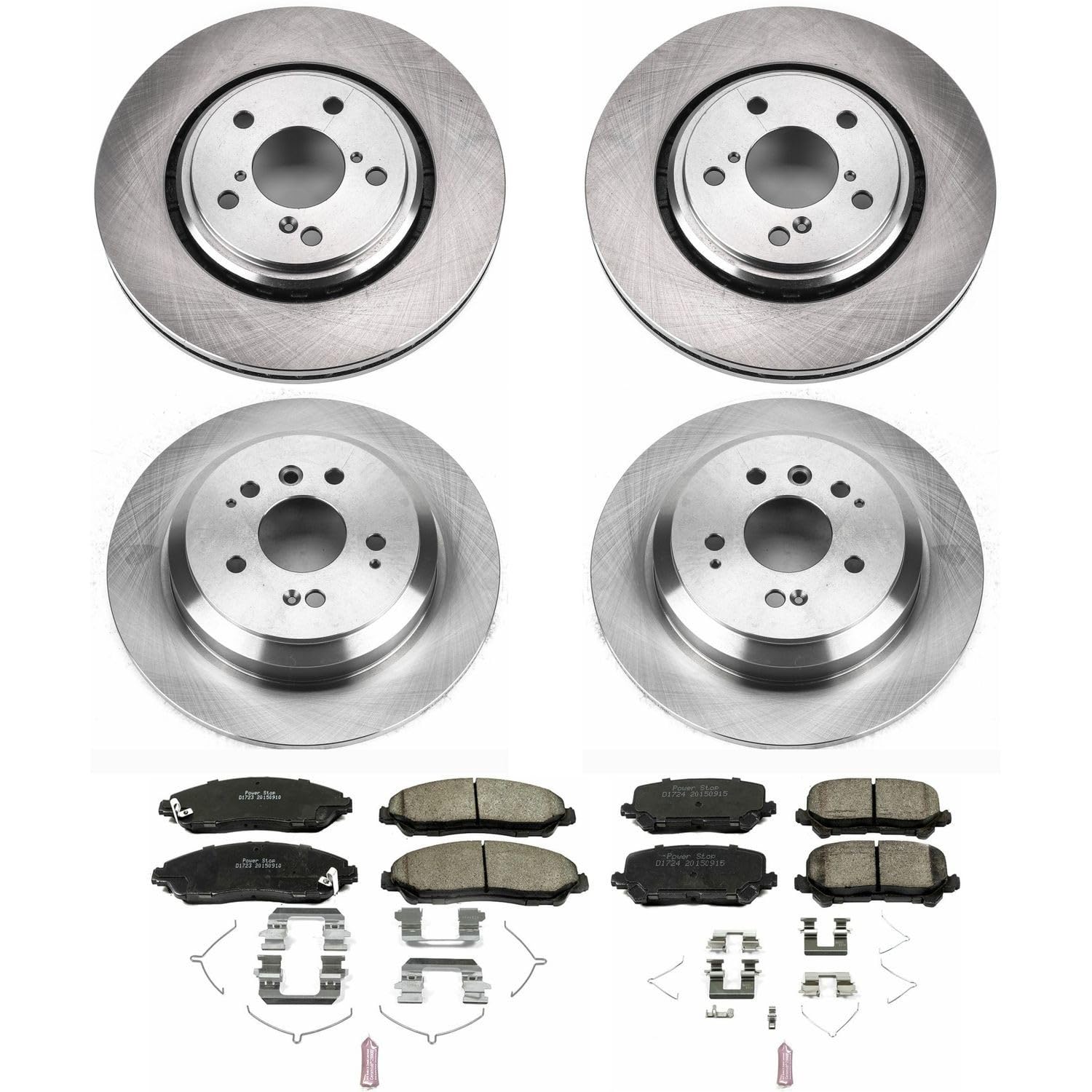 Brake Kit Power Stop For 2016 2017 2018 2019 2020 2021 2022 Honda Pilot | 2017-2022 Honda Ridgeline Front and Rear Autospecialty Replacement OE Brake Rotors & Ceramic Brake Pads KOE7576