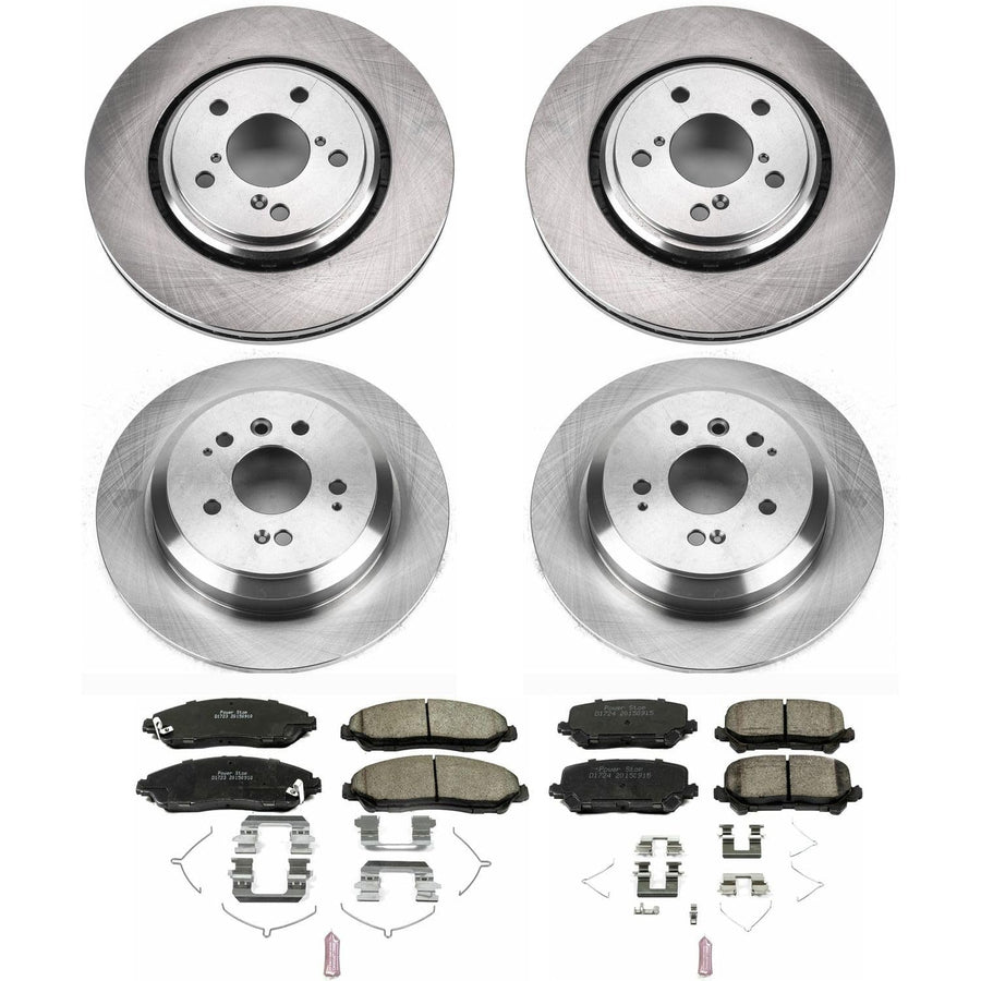 Brake Kit Power Stop For 2016 2017 2018 2019 2020 2021 2022 Honda Pilot | 2017-2022 Honda Ridgeline Front and Rear Autospecialty Replacement OE Brake Rotors & Ceramic Brake Pads KOE7576