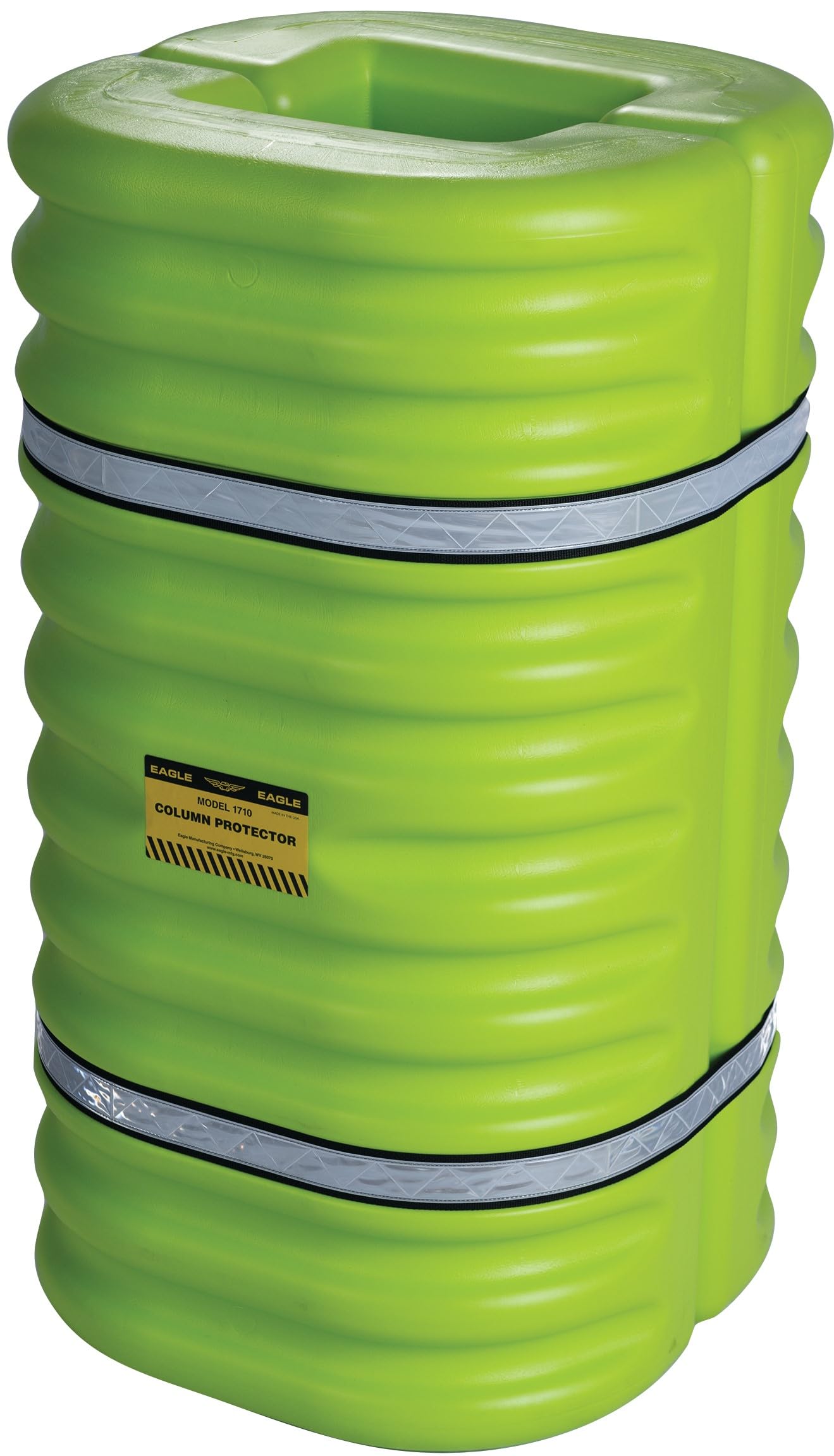 Plastic Eagle Column Protector for 6" Square Column with Interlocking Halves and Easy-Install Straps, 24" x 24" x 42", High-Density Polyethylene (HDPE), Made in The USA, Green, 1706LM