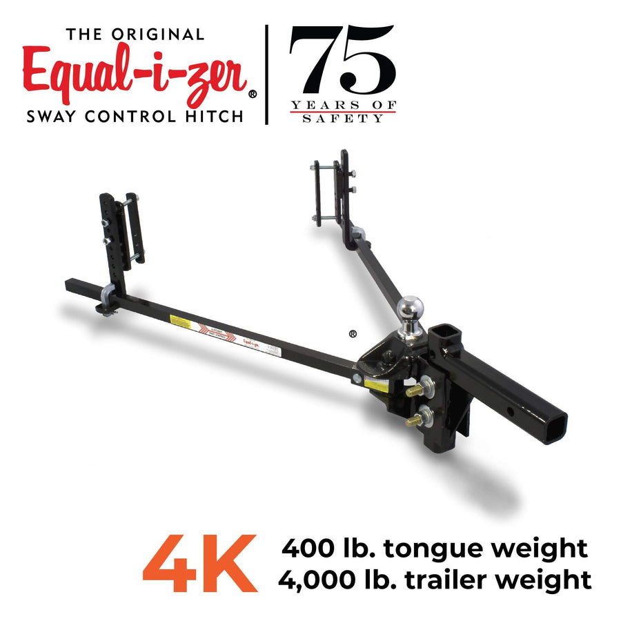 Equal-i-zer Sway Control 4-point Hitch, 90-00-0400, 4,000 Lbs Trailer Weight Rating, 400 Lbs Tongue Weight Rating, Weight Distribution Kit Includes Standard Hitch Shank, Ball NOT Included