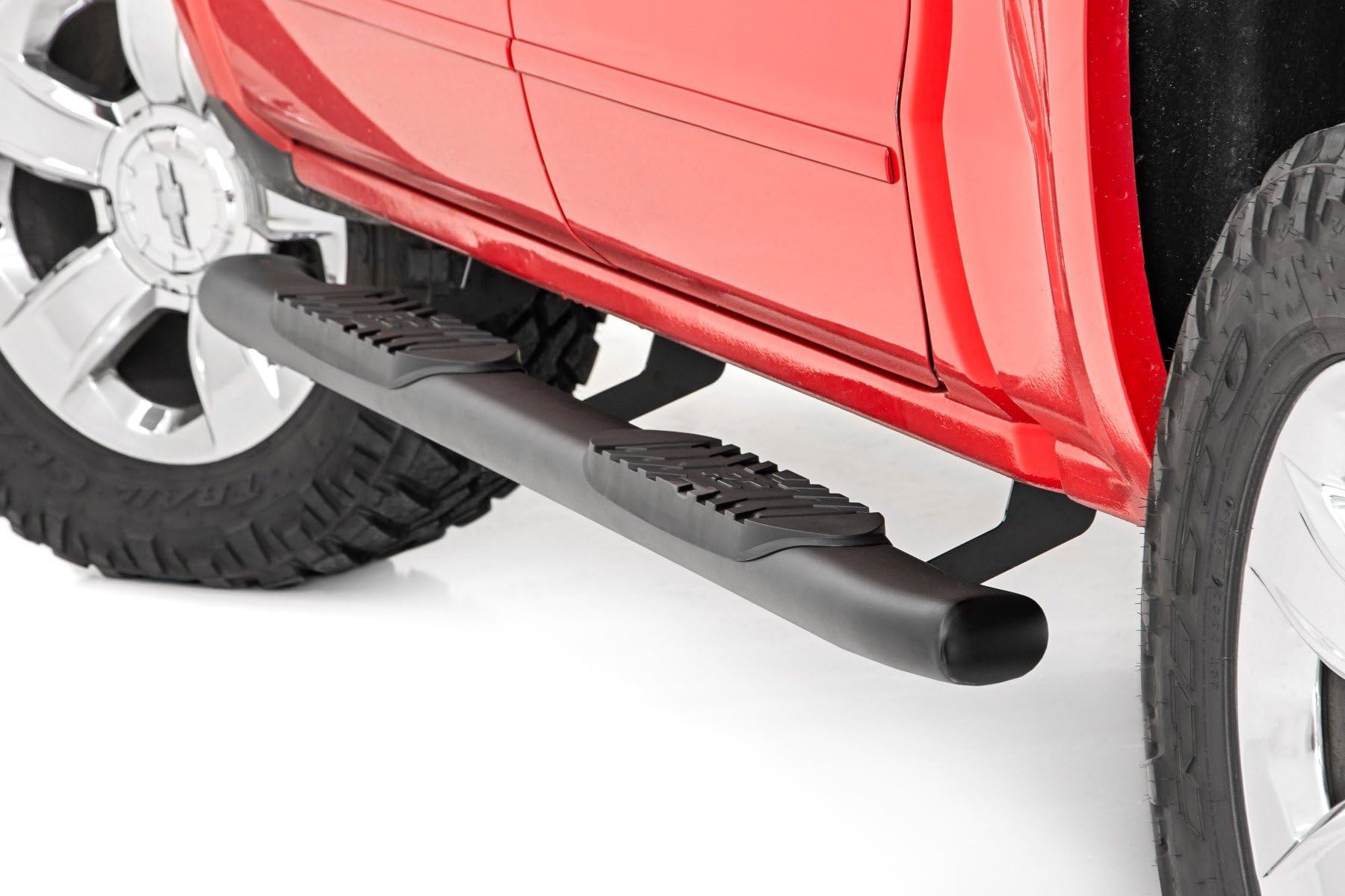 Rough Country Nerf Steps Oval for Chevy Silverado & GMC Sierra 1500/2500HD/3500HD (2007-2018) Crew Cab - OEM Style Rails with Built-in Side Steps