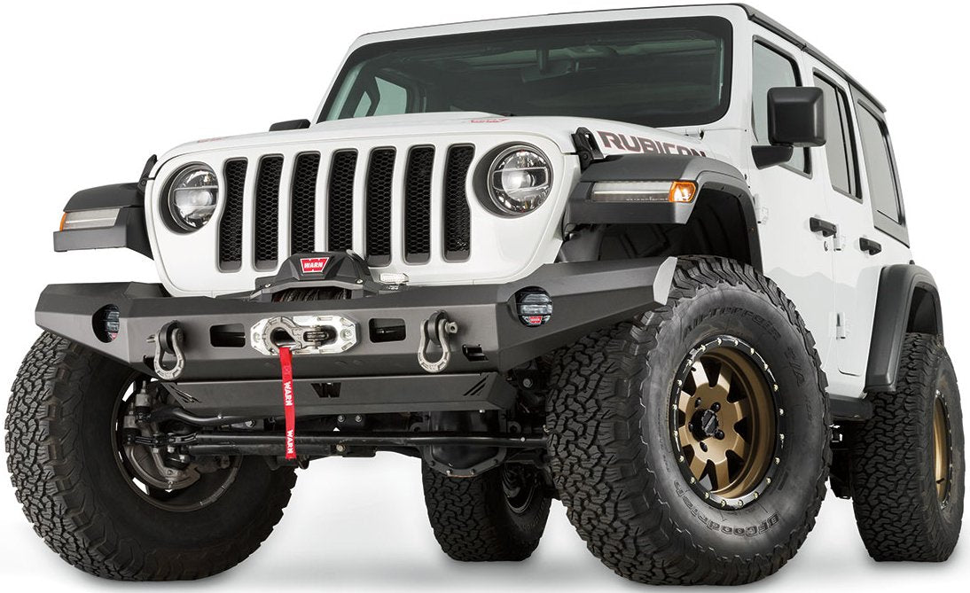 Full-Width WARN Front Bumper for Jeep JL Wrangler, Without Grille Guard Tube