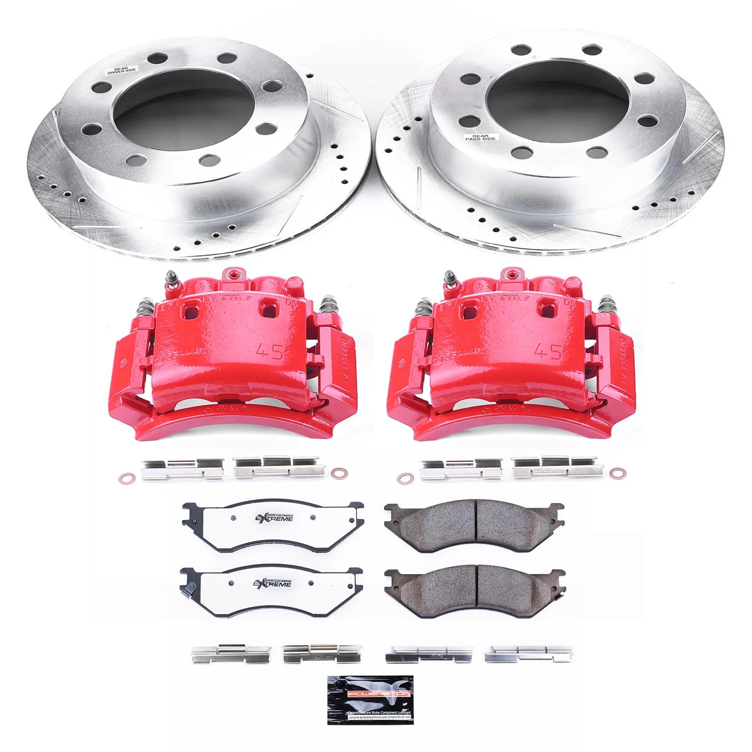 Power Stop KC5489-36 Z36 Rear Truck & Tow Performance Brake Kit with Powder Coated Calipers For Dodge Ram 2500 2001-2002 [Model Specific]