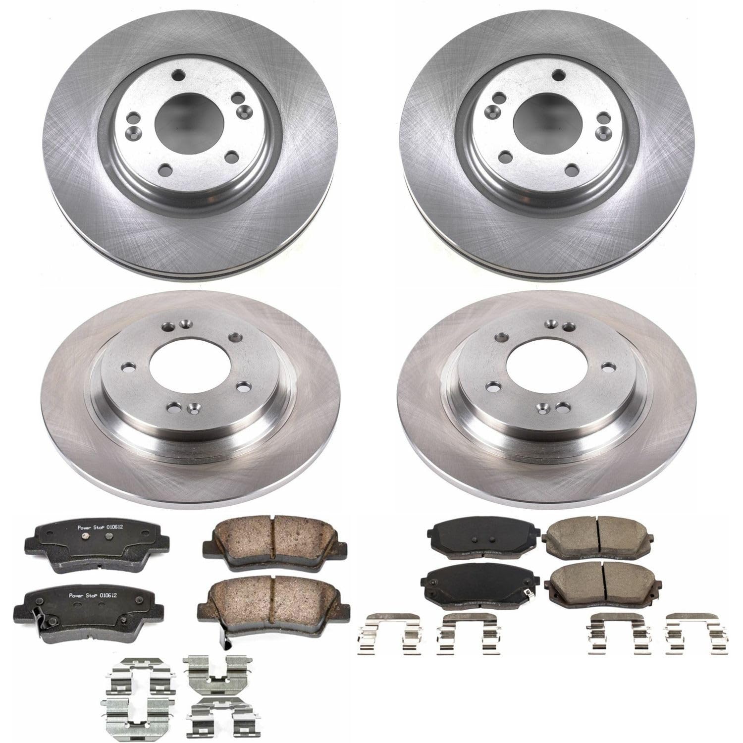 Power Stop KOE7523 Front and Rear Replacement Brake Kit-OE Brake Rotors & Ceramic Brake Pads For Hyundai Sonata 2016-2019, Kia Optima 2018-2019 [Model Specific]