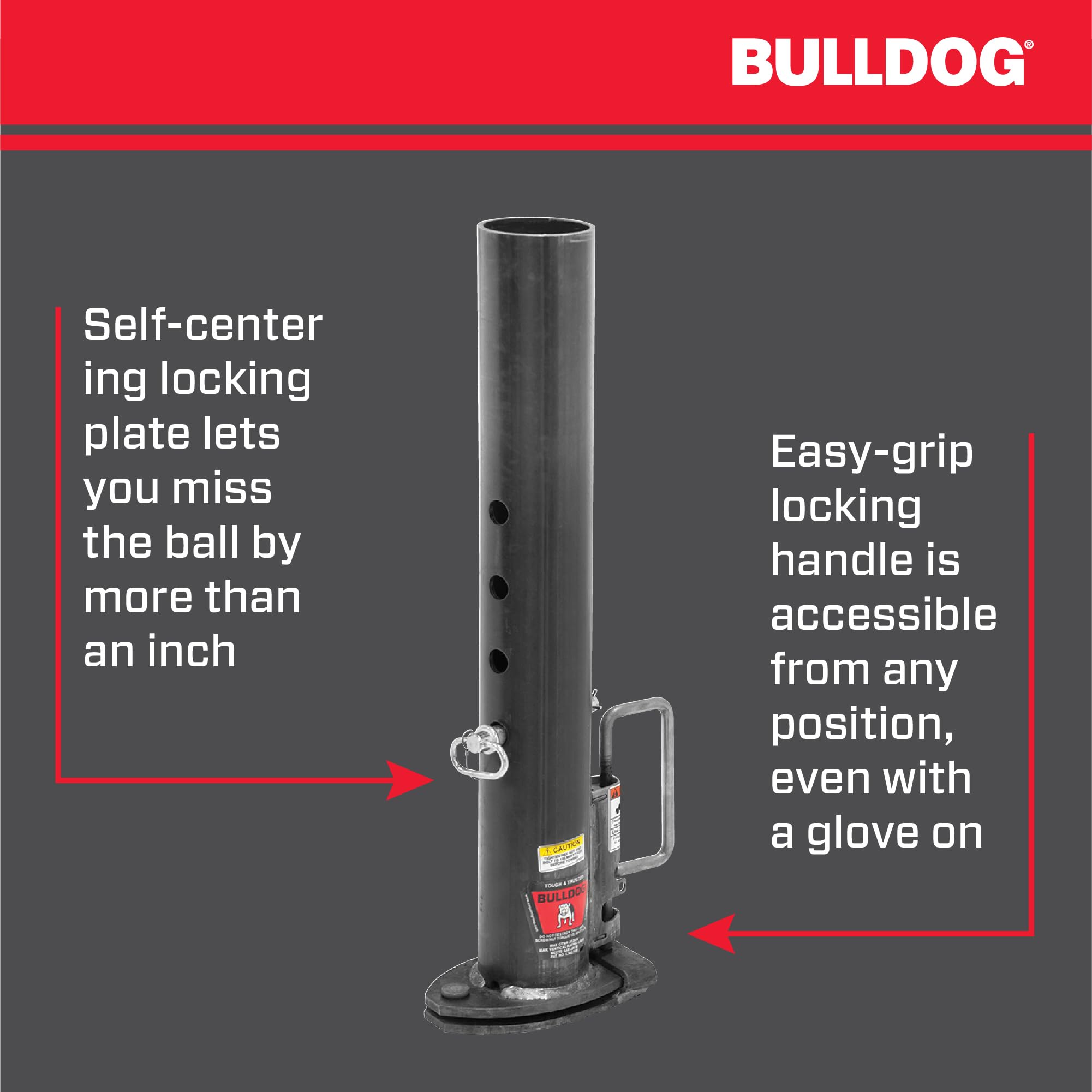 Gooseneck Bulldog 0287610300 Coupler, 2-5/16 Inch Diameter, 4 in. Diameter x 27.2 Inch Inner Tube Only, Cast Locking Plates, 20,000 lbs. Capacity, Round, Raw