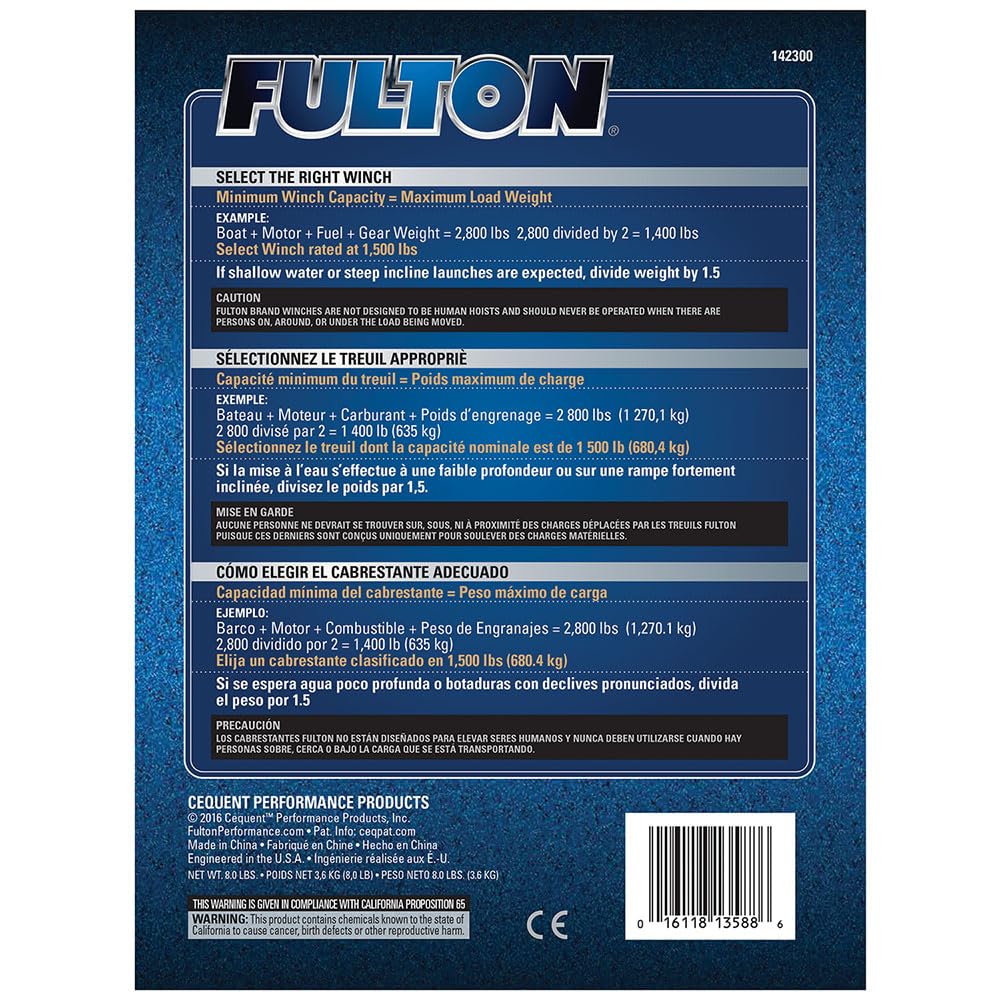 Trailer Fulton 142300 Winch, Single-Speed, 1,800 lbs. Capacity, No Strap