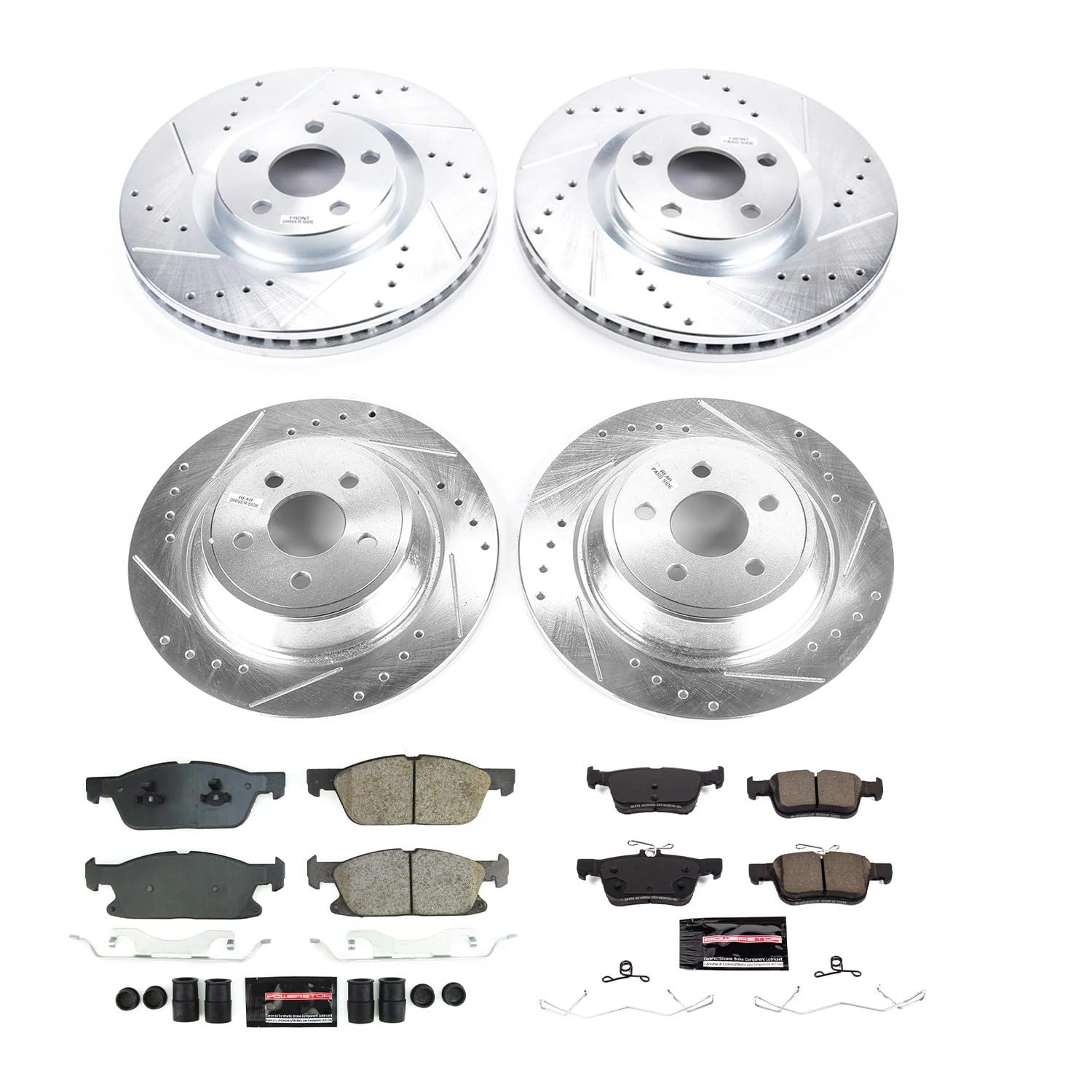 Power Stop K8976 Front and Rear Carbon-Fiber Ceramic Brake Pad and Drilled and Slotted Rotor Z23 Daily Driver Kit For Lincoln Continental 2017-2020 [Model Specific]
