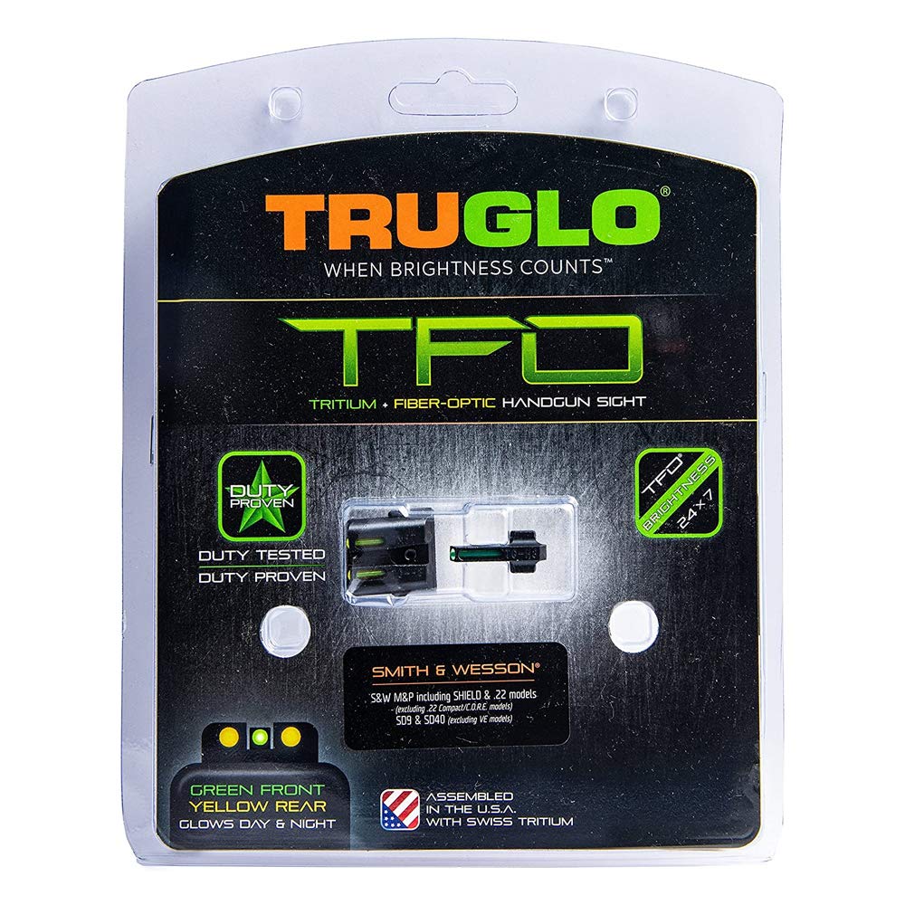 TFO TruGlo Fiber-Optic Handgun Pistol Laser Sight Accessories Set with TRIDOT Aiming System, Fits Most Smith & Wesson M&P, SD9 and SD40 Models, Yellow