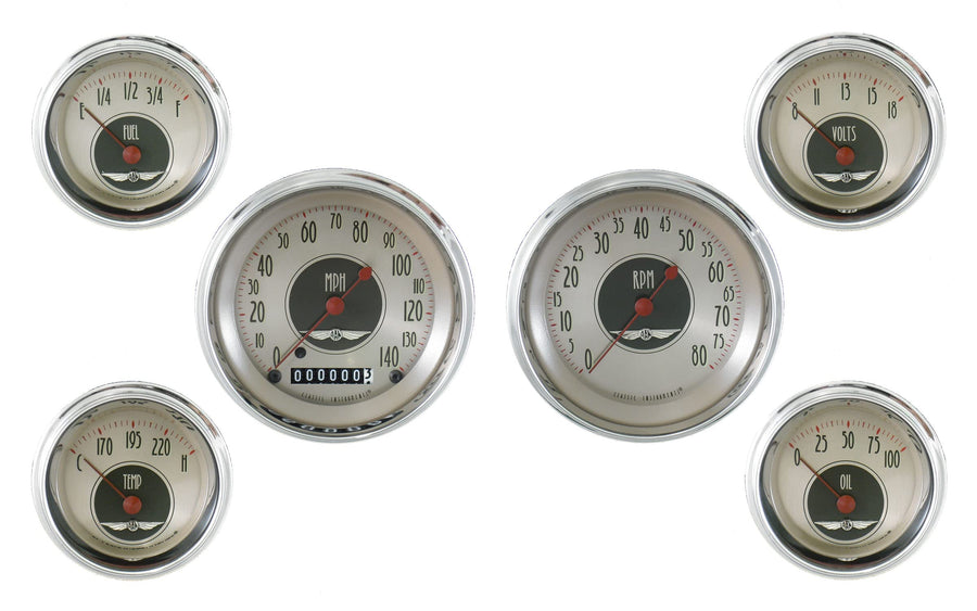 AN01SLC Classic Instruments All American Nickel 6 Gauge Set GM Style Sending Units
