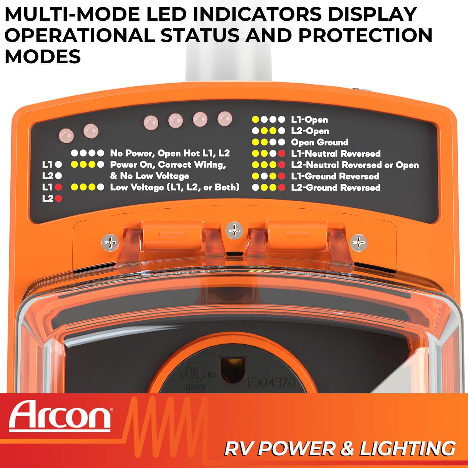 Surge Protector Arcon 19759, Portable, 50 Amp, 240 Volt, with Plug Head Handle Grip, 7200 Joules of Power Surge Protection