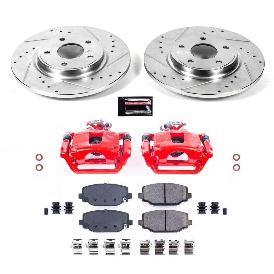Power Stop Z23 KC5961 Rear Brake Kit-Drilled/Slotted Rotors, Carbon Ceramic Brake Pads & Calipers For Chrysler Town & Country, Dodge Grand Caravan, Ram C/V, VW Routan [Model Specific]