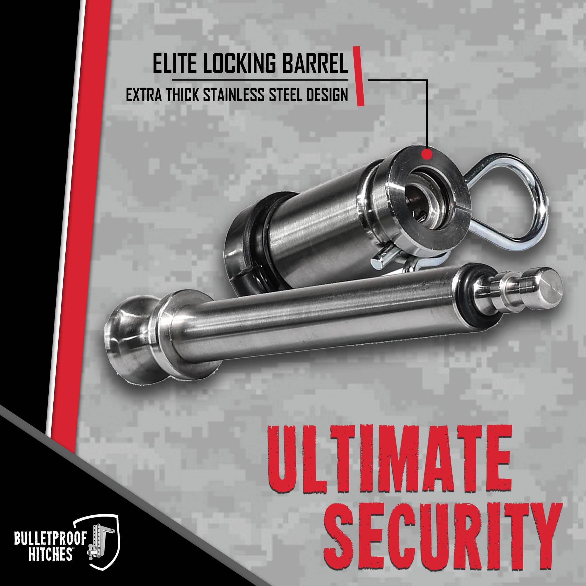 5/8" Trailer Hitch Locking Pin - BulletProof Hitches, Universal Fit, Stainless Steel, Weather Resistant Rubber Cap - Silver, 1 Pack
