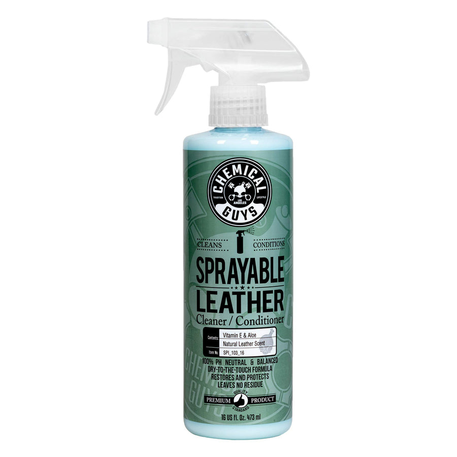 Chemical Guys Leather Cleaner and Conditioner Sprayable in One - Cleans, Conditions, and Protects Leather, Vinyl, Faux & More, Safe for Cars, Furniture & Apparel - 16 oz