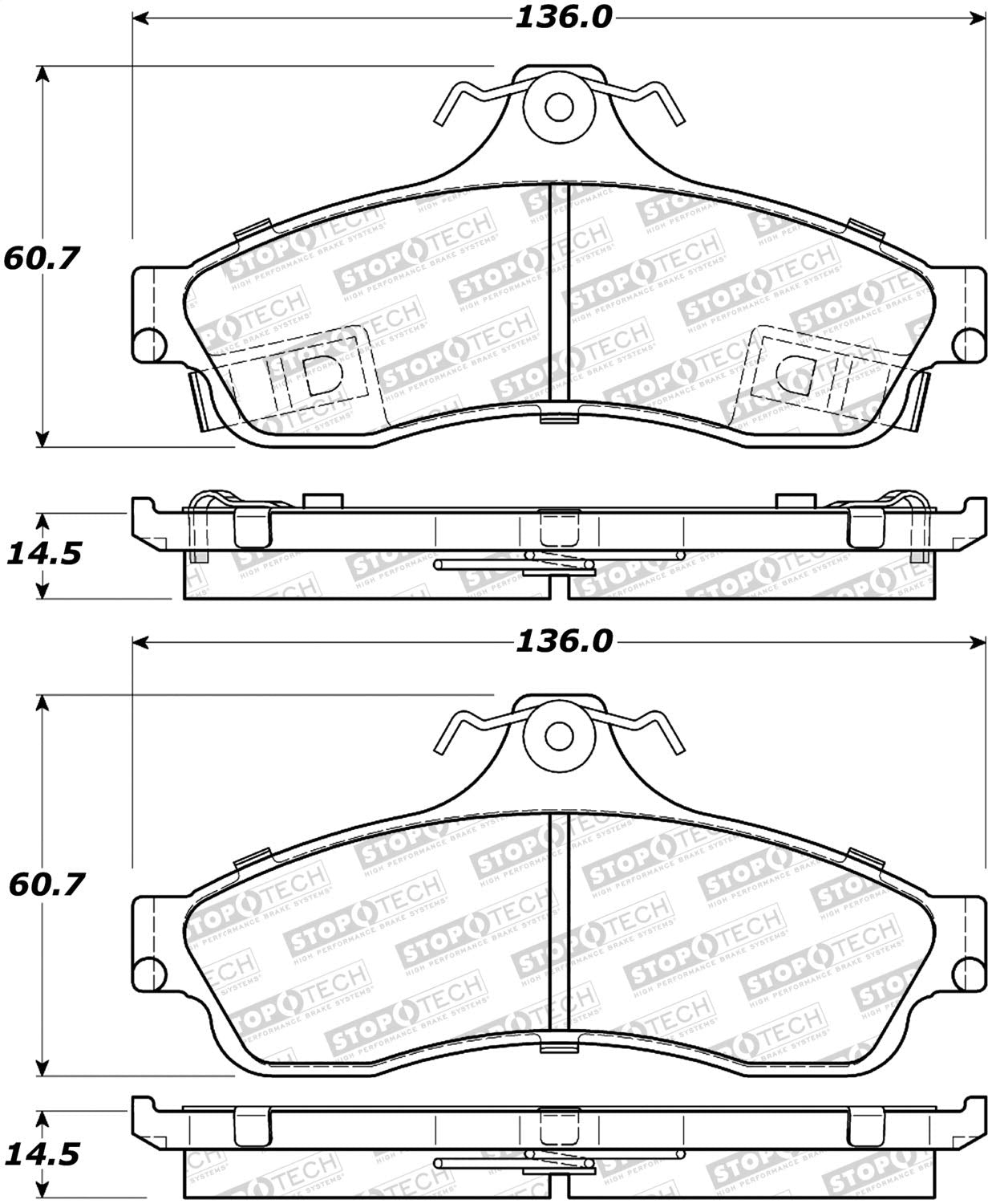 Rear StopTech 308.06280 Brake Pads with Shims Street