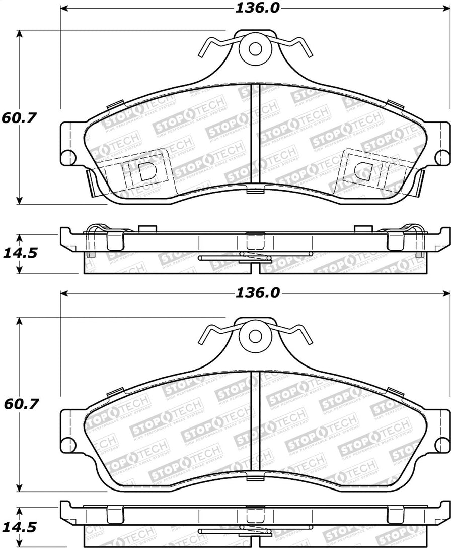 Rear StopTech 308.06280 Brake Pads with Shims Street