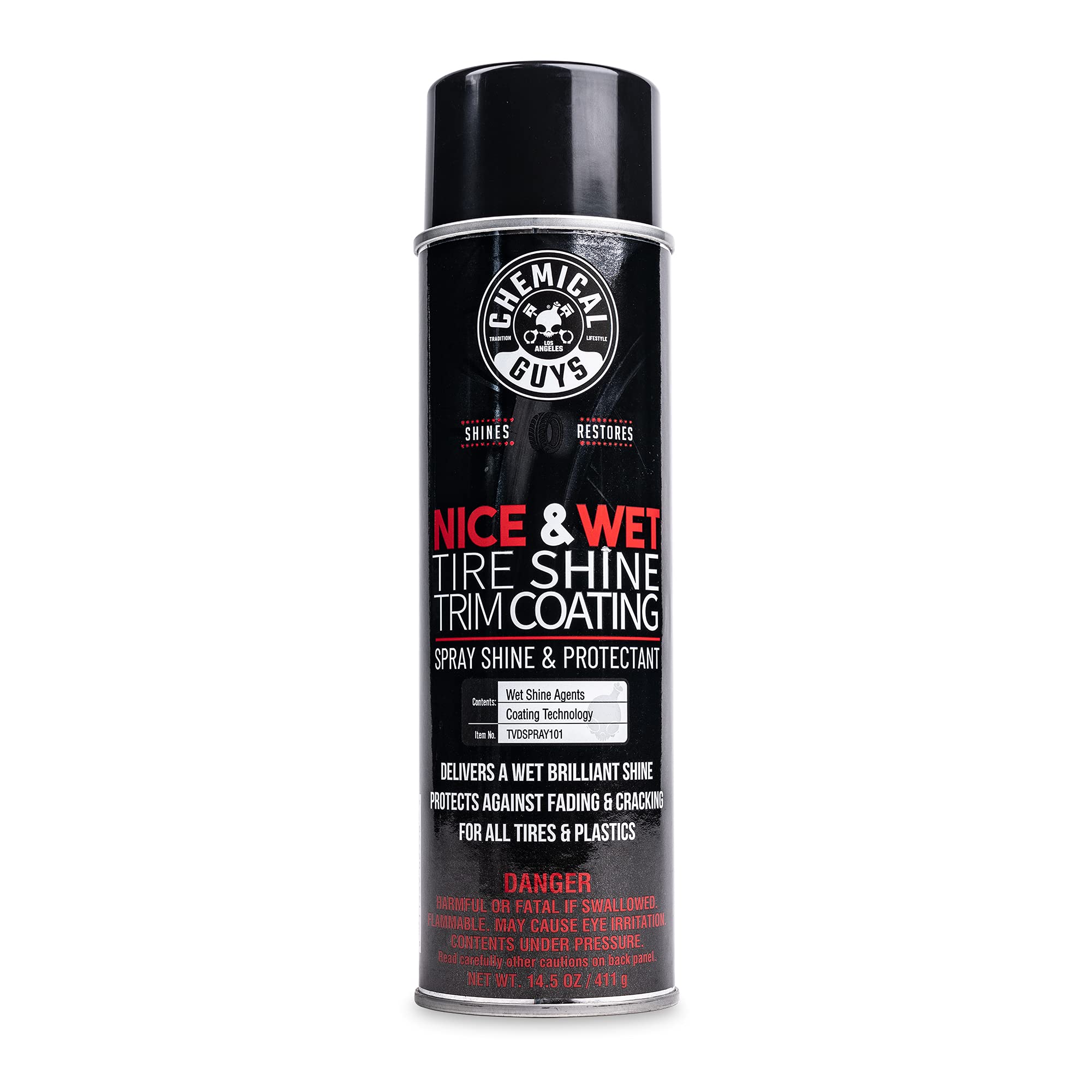 Chemical Guys Nice & Wet TVDSPRAY101 Tire Shine Trim Coating for Rubber, Plastic and Vinyl, Safe for Cars, Trucks, SUVs, Motorcycles, RVs & More, 14.5 fl oz