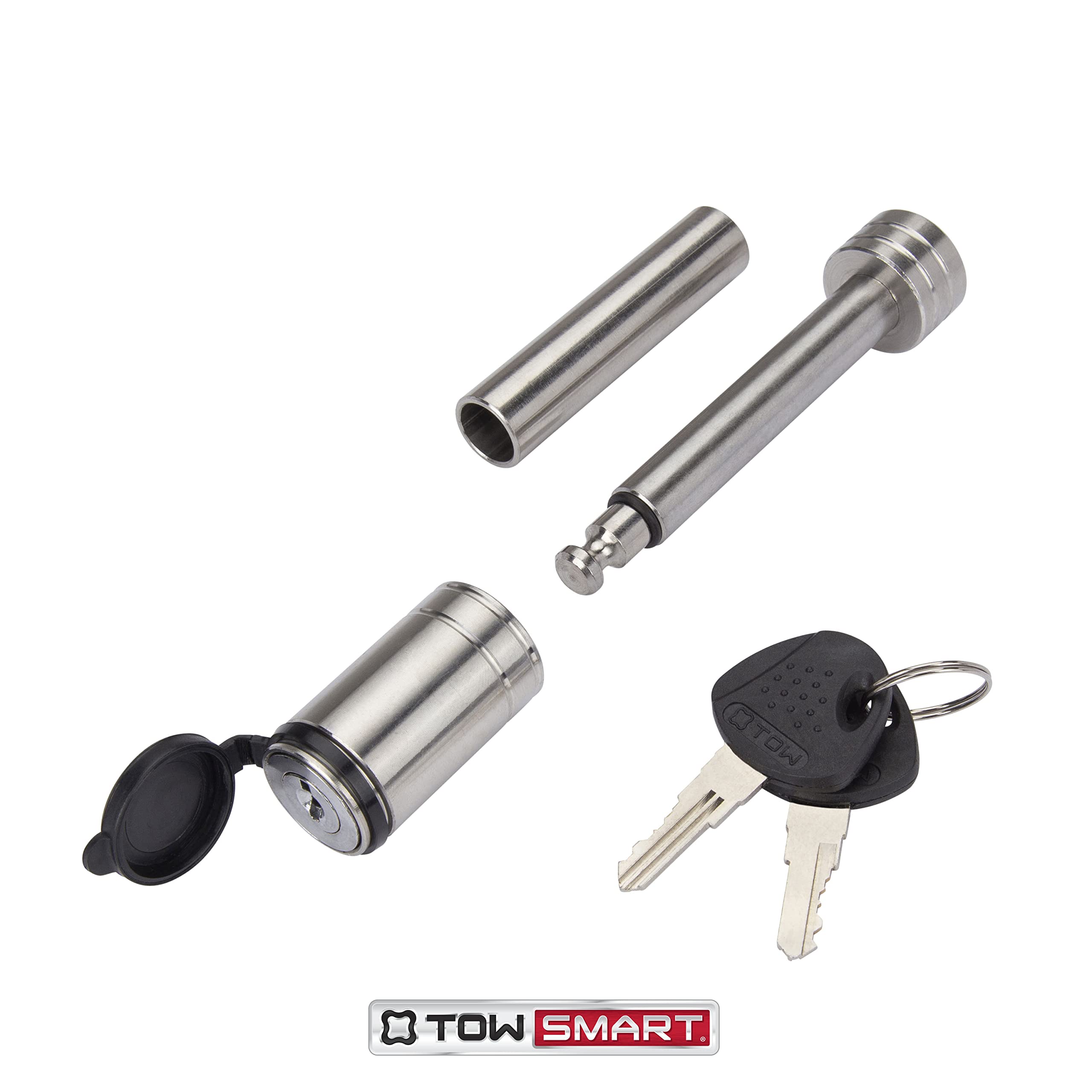 Stainless Steel TOWSMART Barrel Style Trailer Hitch Lock, 1/2 in. Diameter Pin with 5/8 in. Sleeve, Fits 1-1/4 in. and 2 in. Receivers