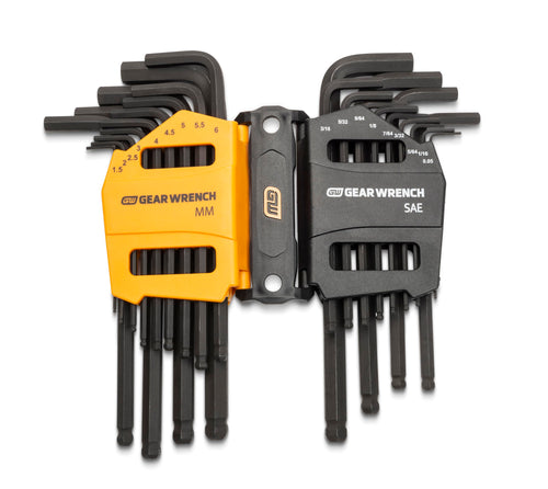 26 Piece GEARWRENCH SAE/Metric Ball End Long Arm Hex Key Set - 83505