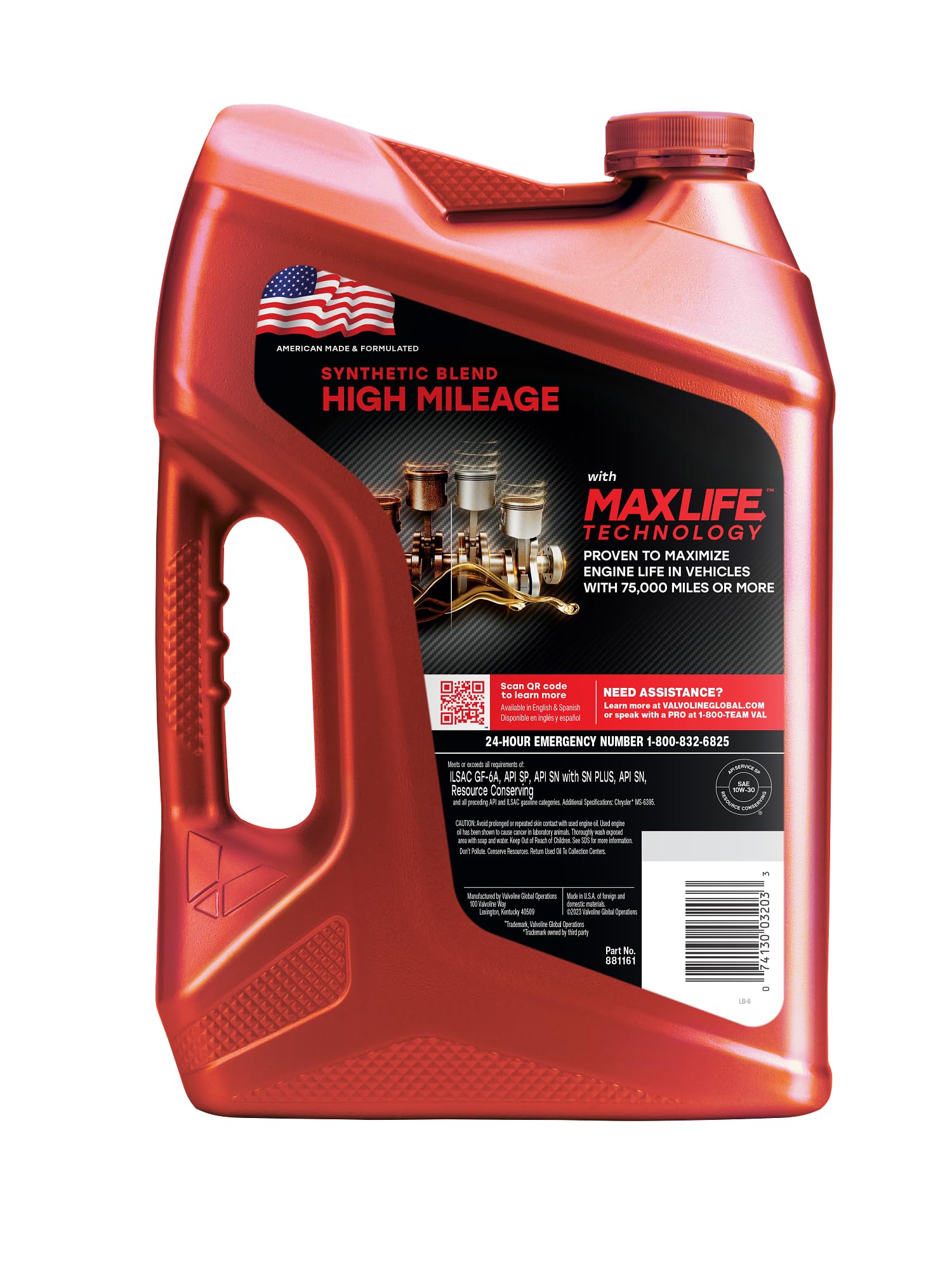 Valvoline with MaxLife Technology High Mileage 10W-30 Synthetic Blend Motor Oil 5 Quart