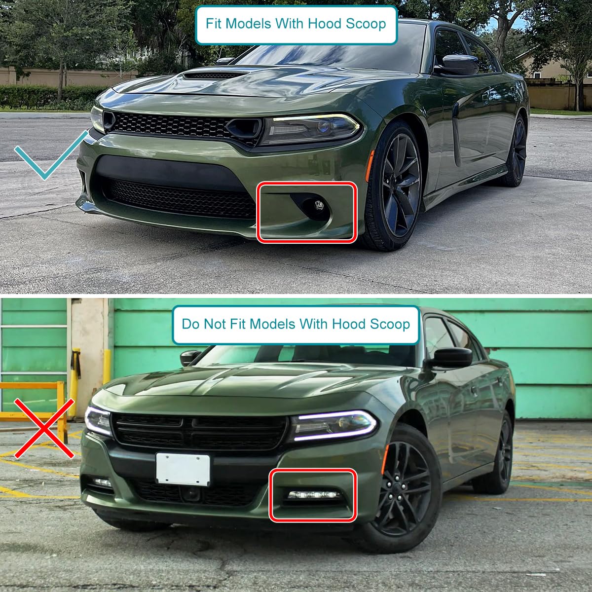 Fog Lights SPEC-D TUNING + H11 Bulbs Compatible with 2015-2020 Dodge Charger, L+R Pair Assembly