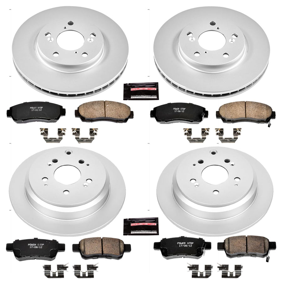 Power Stop CRK4044 Brake Rotor & Coated Ceramic Brake Pads- front & rear For Honda Odyssey 2005-2010 [Model Specific]
